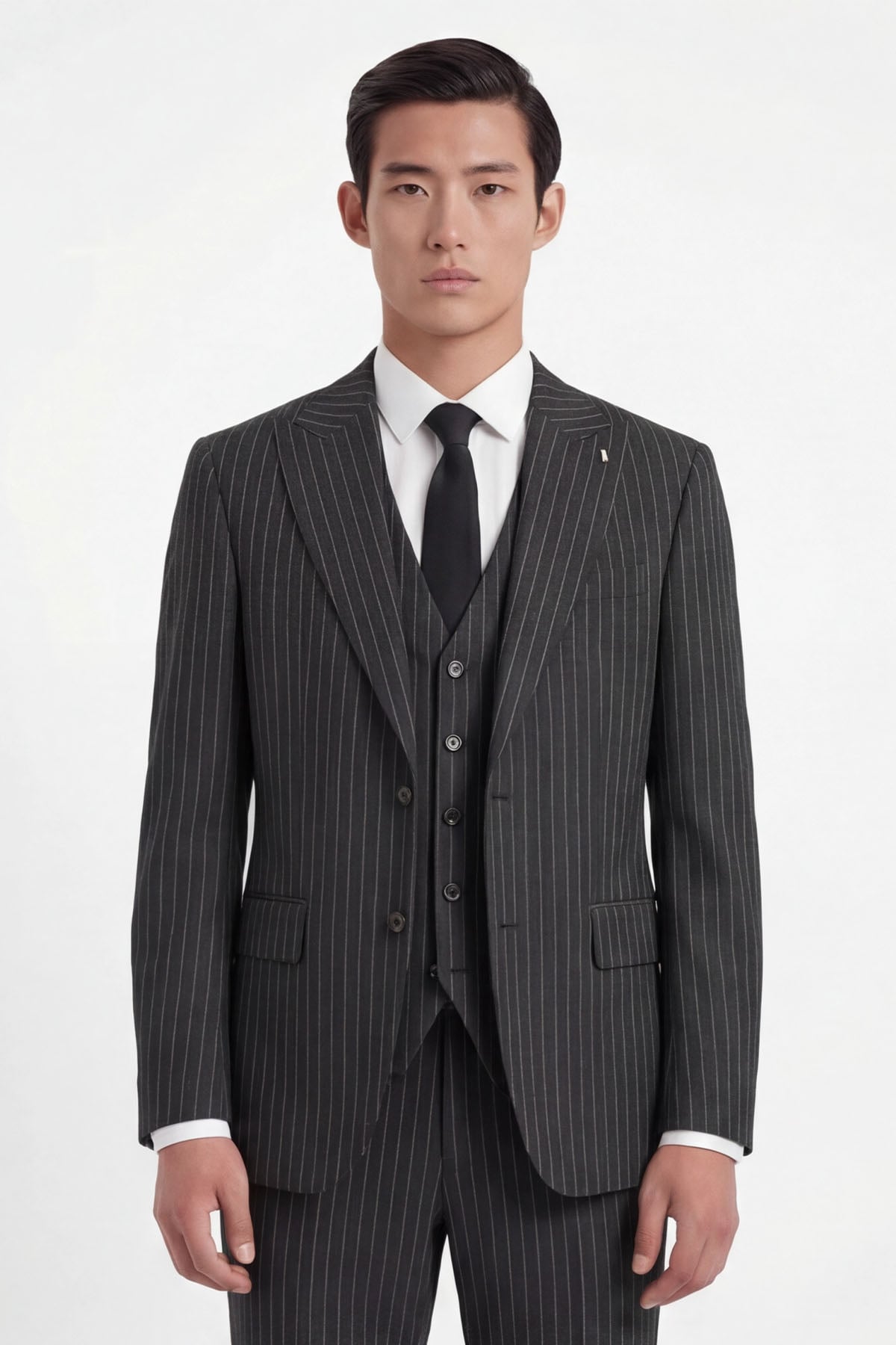 Giotelli Erkek Siyah Dar Kesim Slim Fit Viskon Dokuma Normal Bel 6 Drop Yelekli Takım Elbise