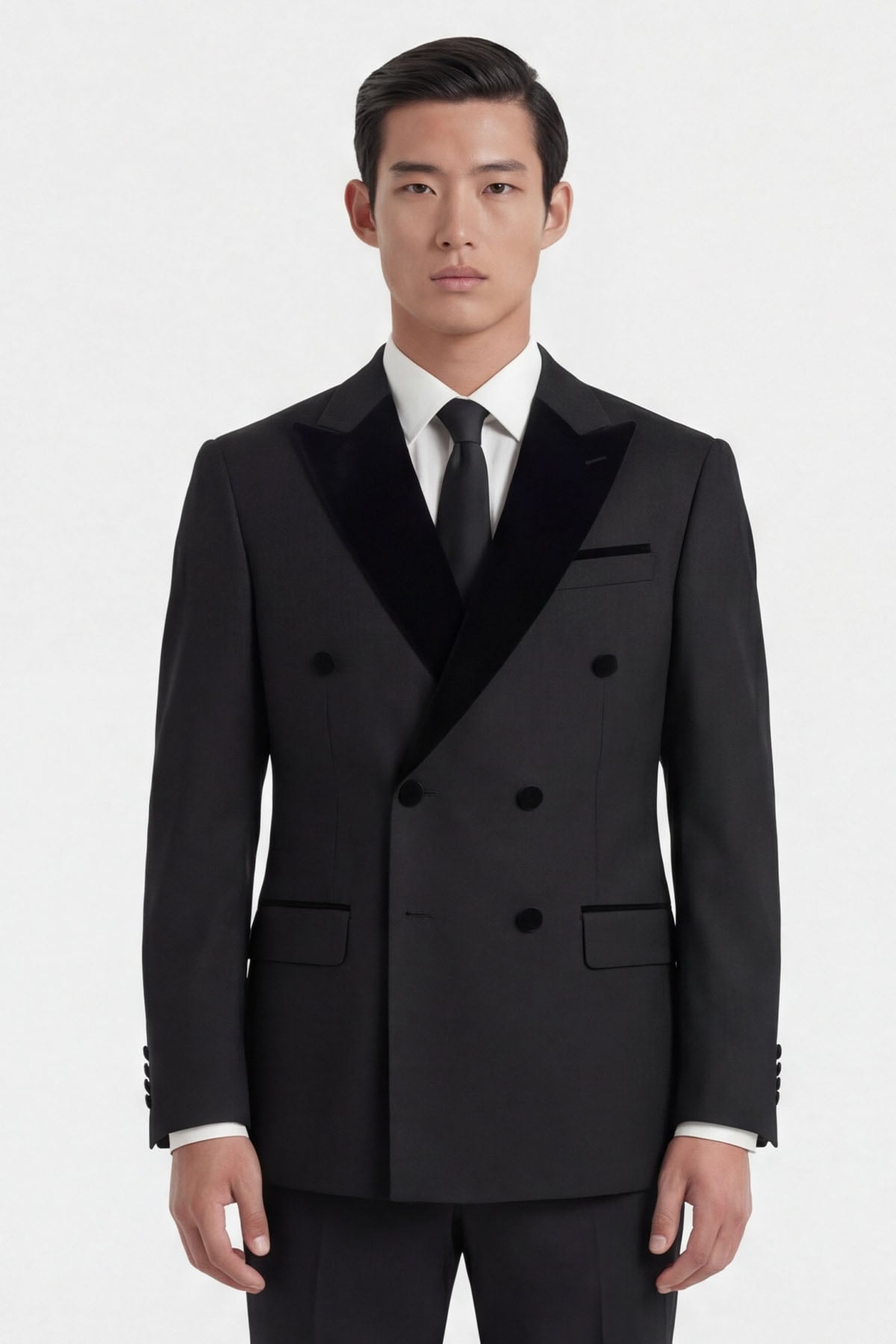 Giotelli Erkek Siyah Dar Kesim Slim Fit Viskon Normal Bel 6 Drop Smokin Takım Elbise