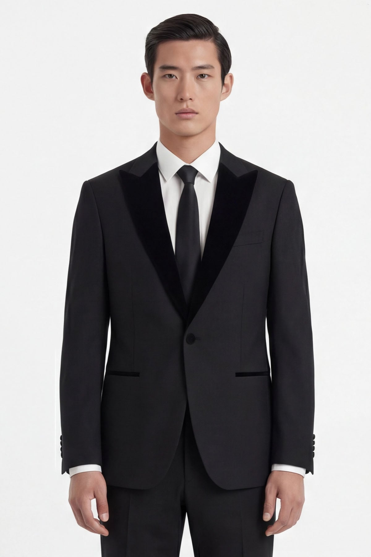 Giotelli Erkek Siyah Dar Kesim Slim Fit Viskon Normal Bel 6 Drop Yelekli Klasik Smokin Takım Elbise