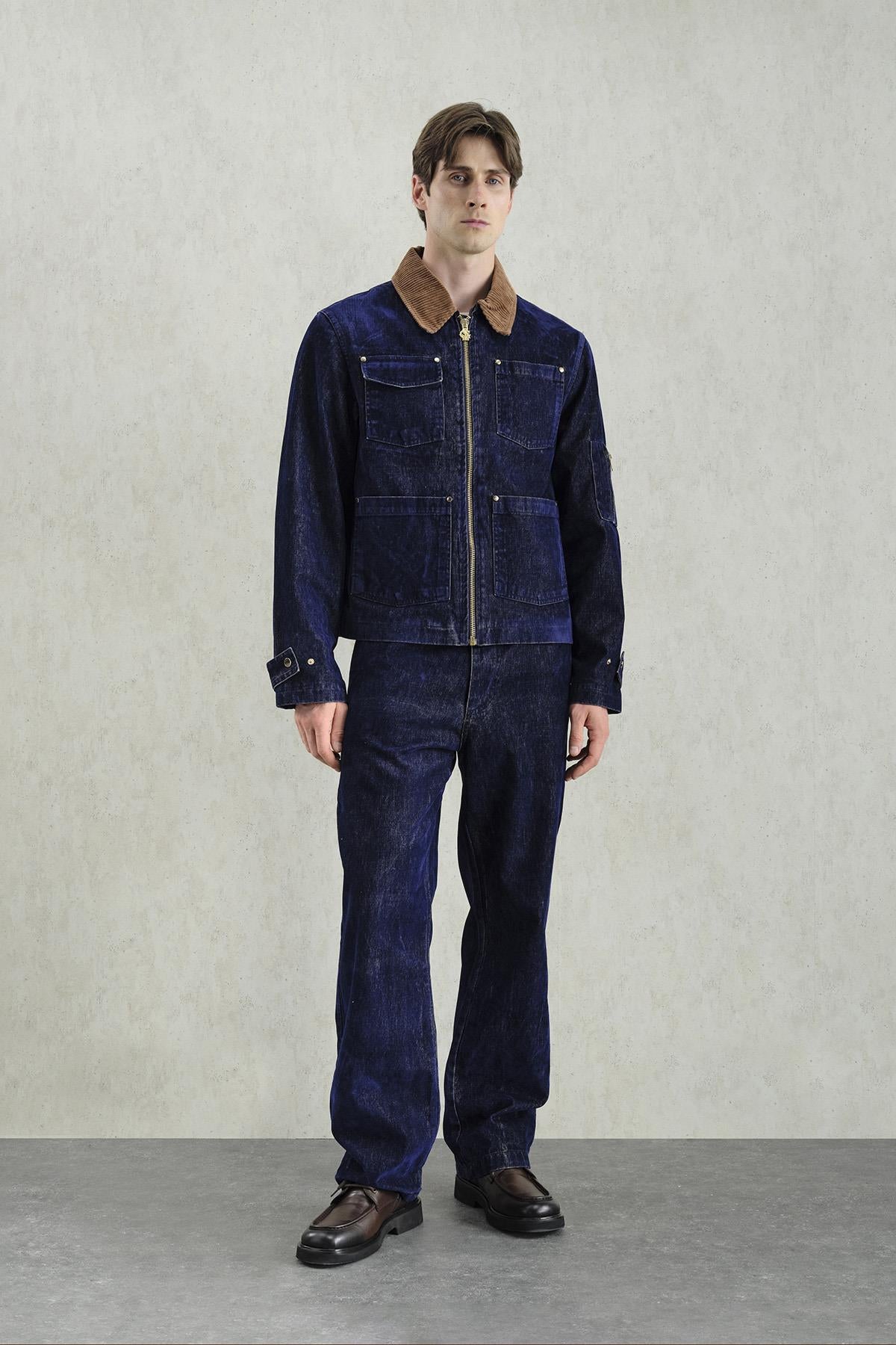 GOLD DETAYLI LACİVERT CEKET