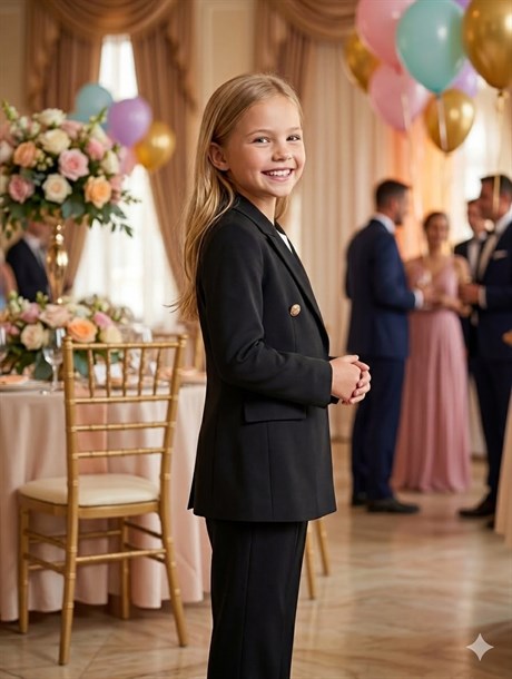 Anne Kız Gold Düğmeli Blazer Ceket
