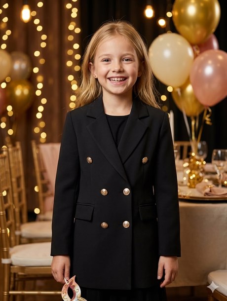 Anne Kız Gold Düğmeli Blazer Ceket