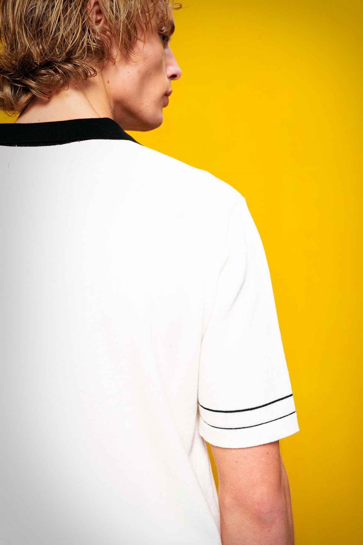 GOLD DÜĞMELİ POLO YAKA BEYAZ T-SHIRT - BEYAZ L