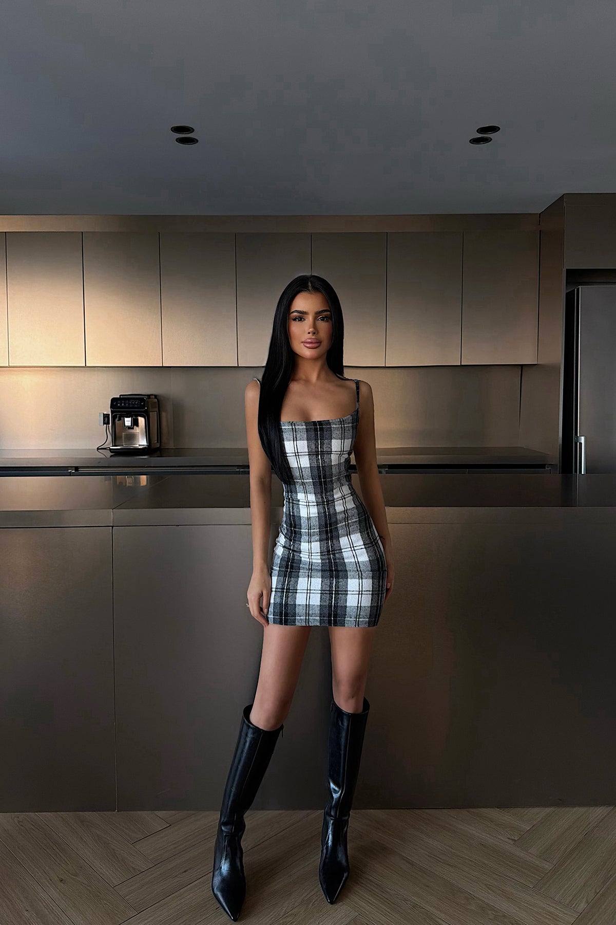 Gri Hazely Mini Elbise ATE-4257