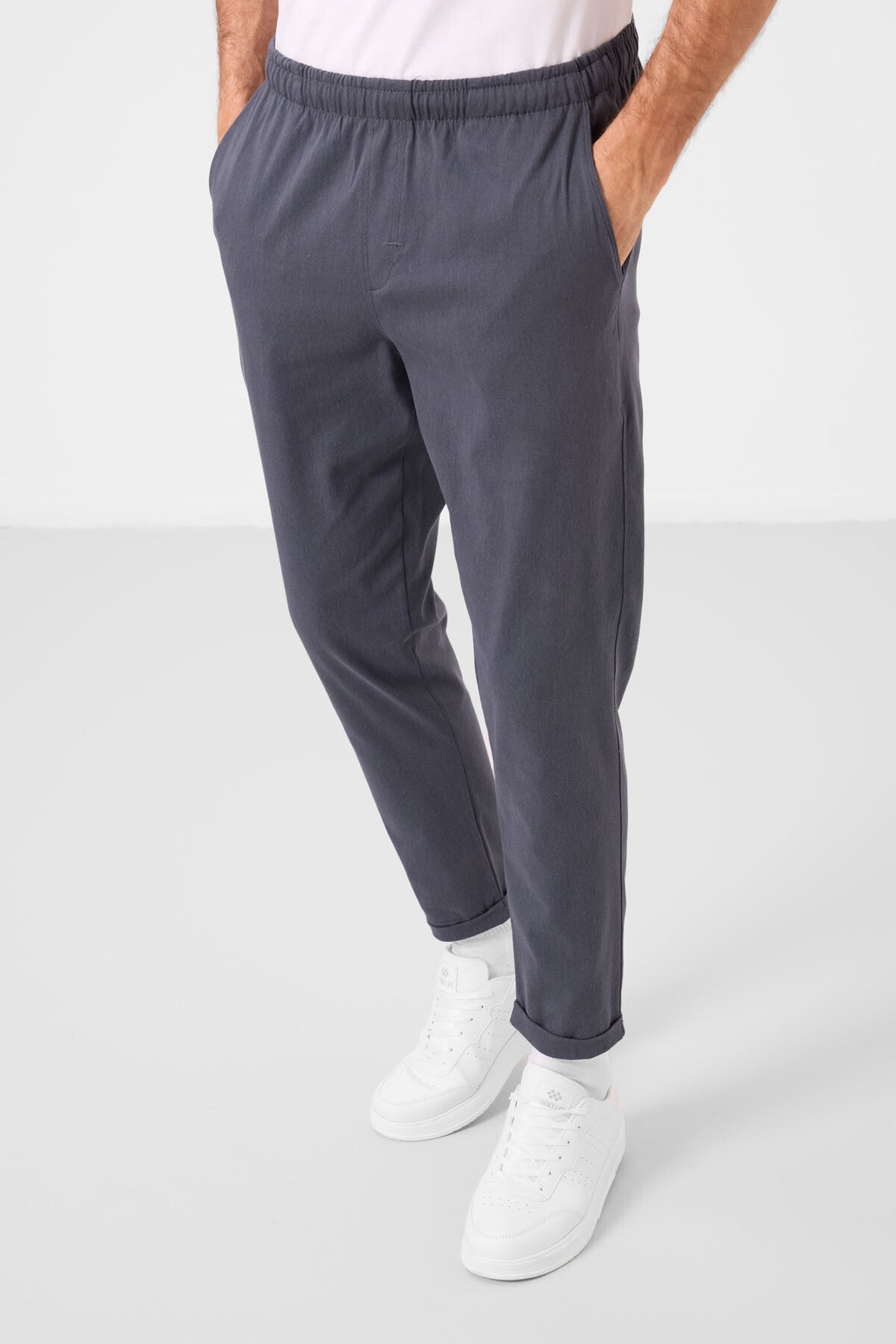 Gri Standart Fit Dokuma Hafif Esnek Chino Erkek Pantolon - 82178