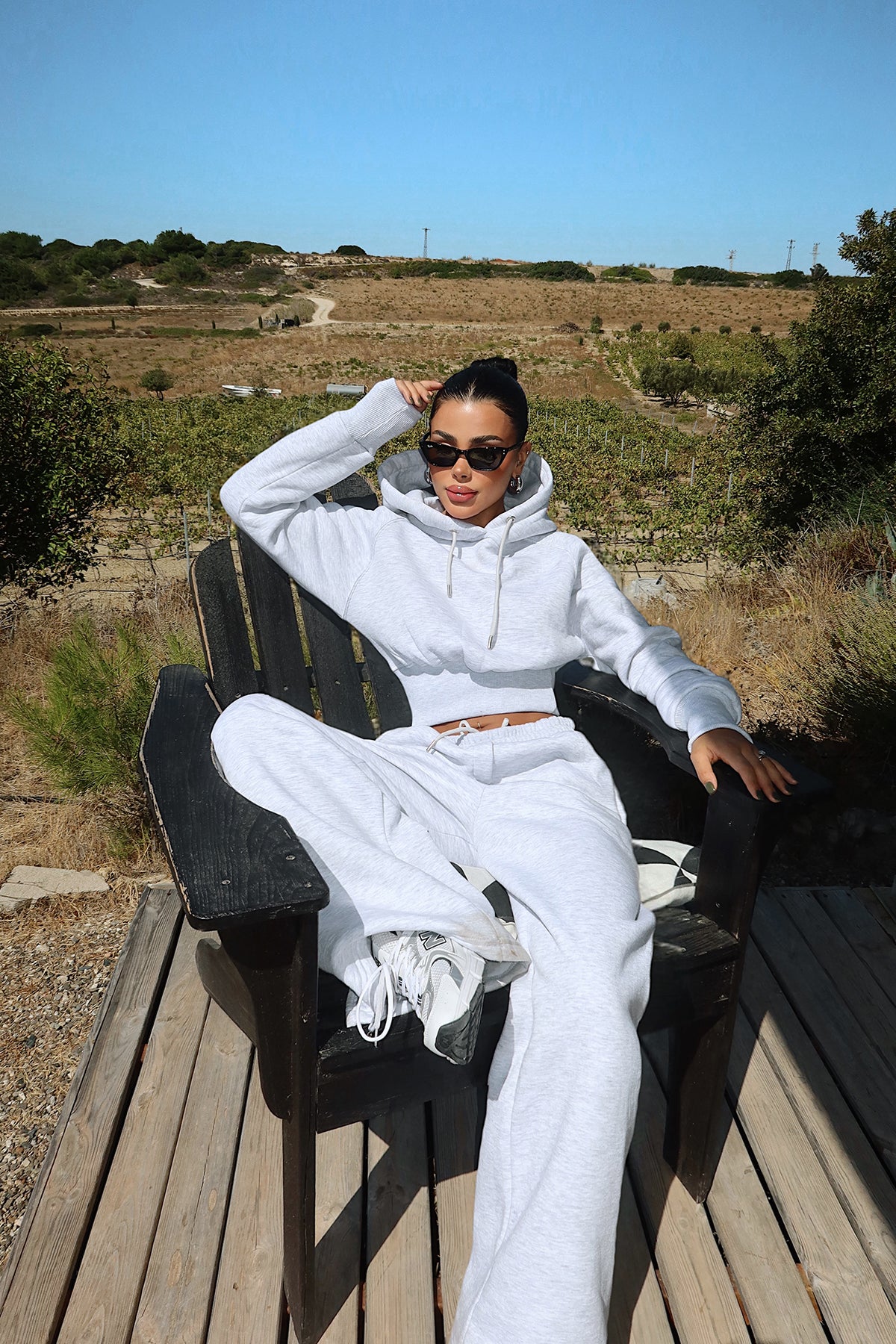 Gri Scarf Kapşonlu Eşofman Takım ATE-3698