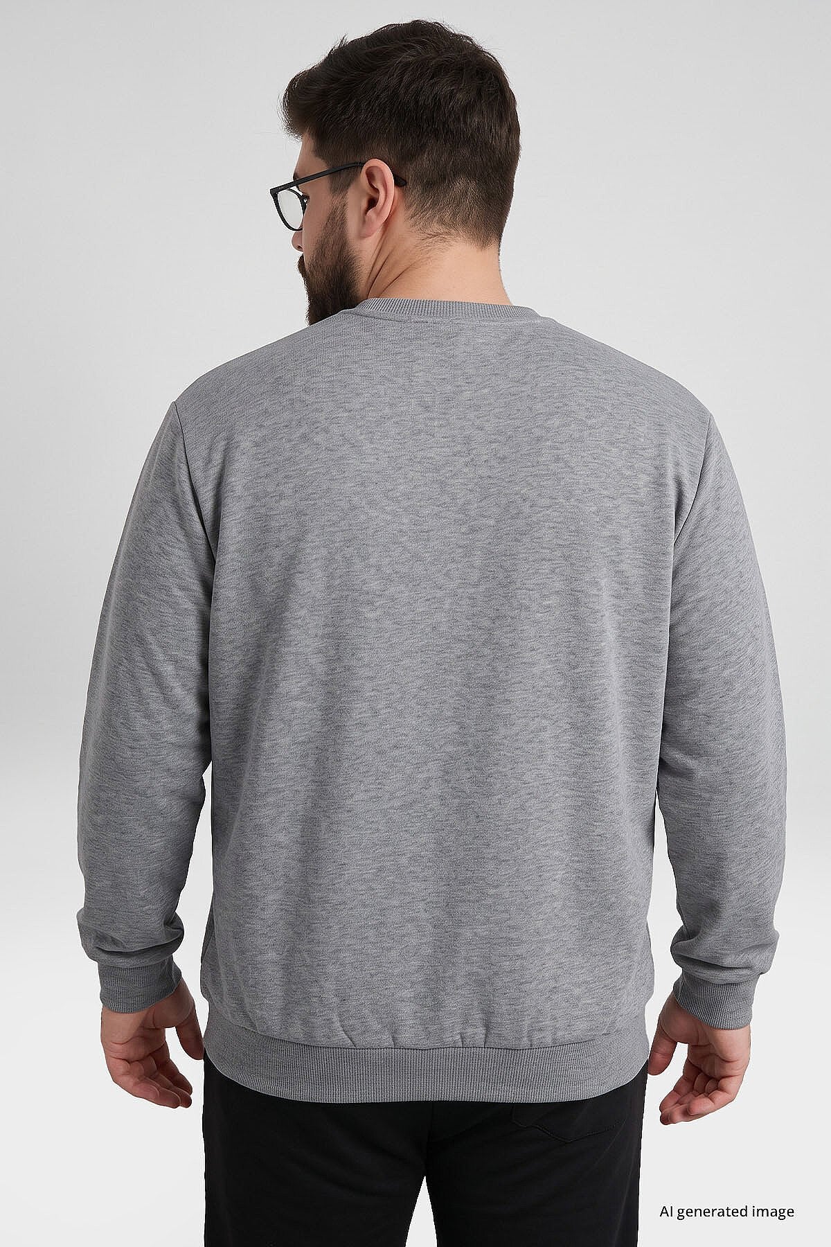 Gri Melanj Basic Büyük Beden Erkek Sweatshirt - 88126