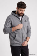 Gri Melanj Fermuarlı Büyük Beden Erkek Sweatshirt - 88124