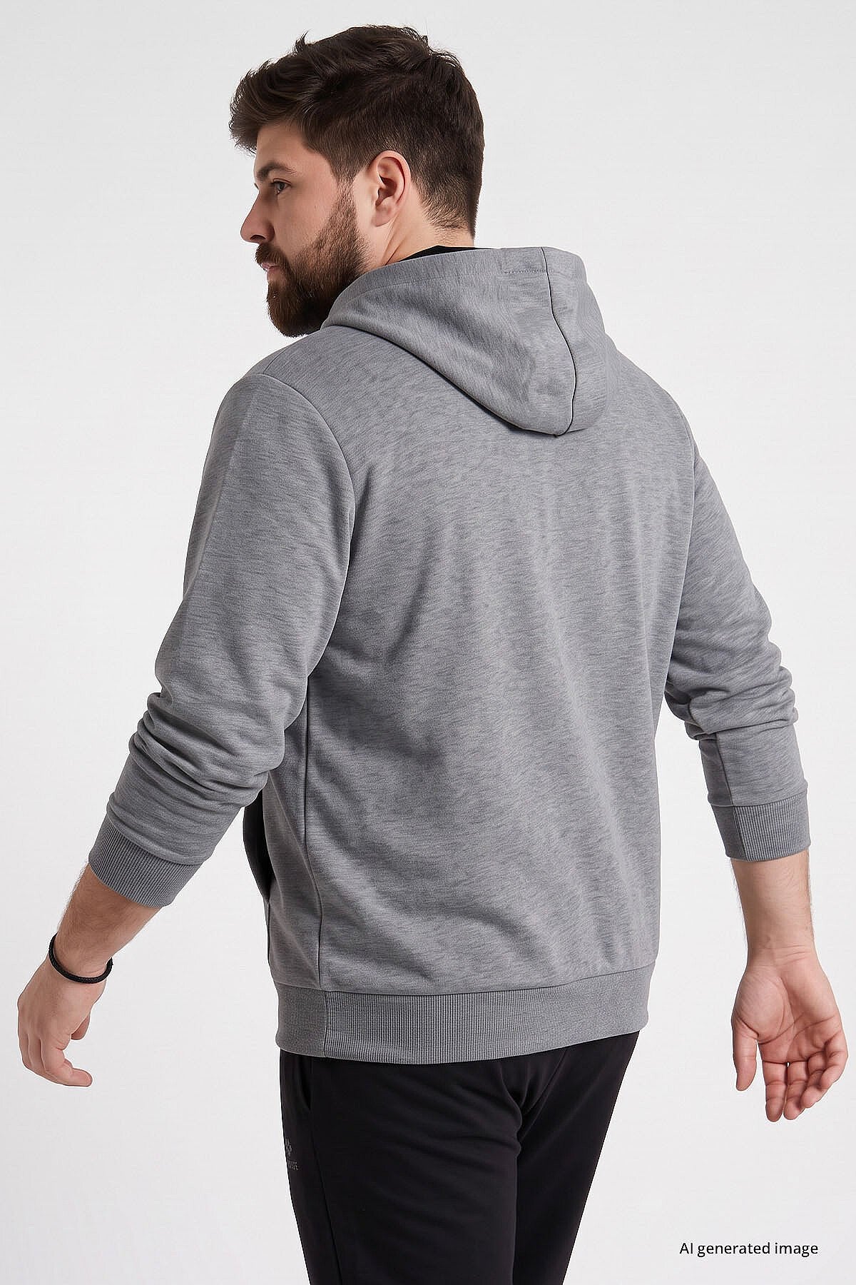 Gri Melanj Fermuarlı Büyük Beden Erkek Sweatshirt - 88124