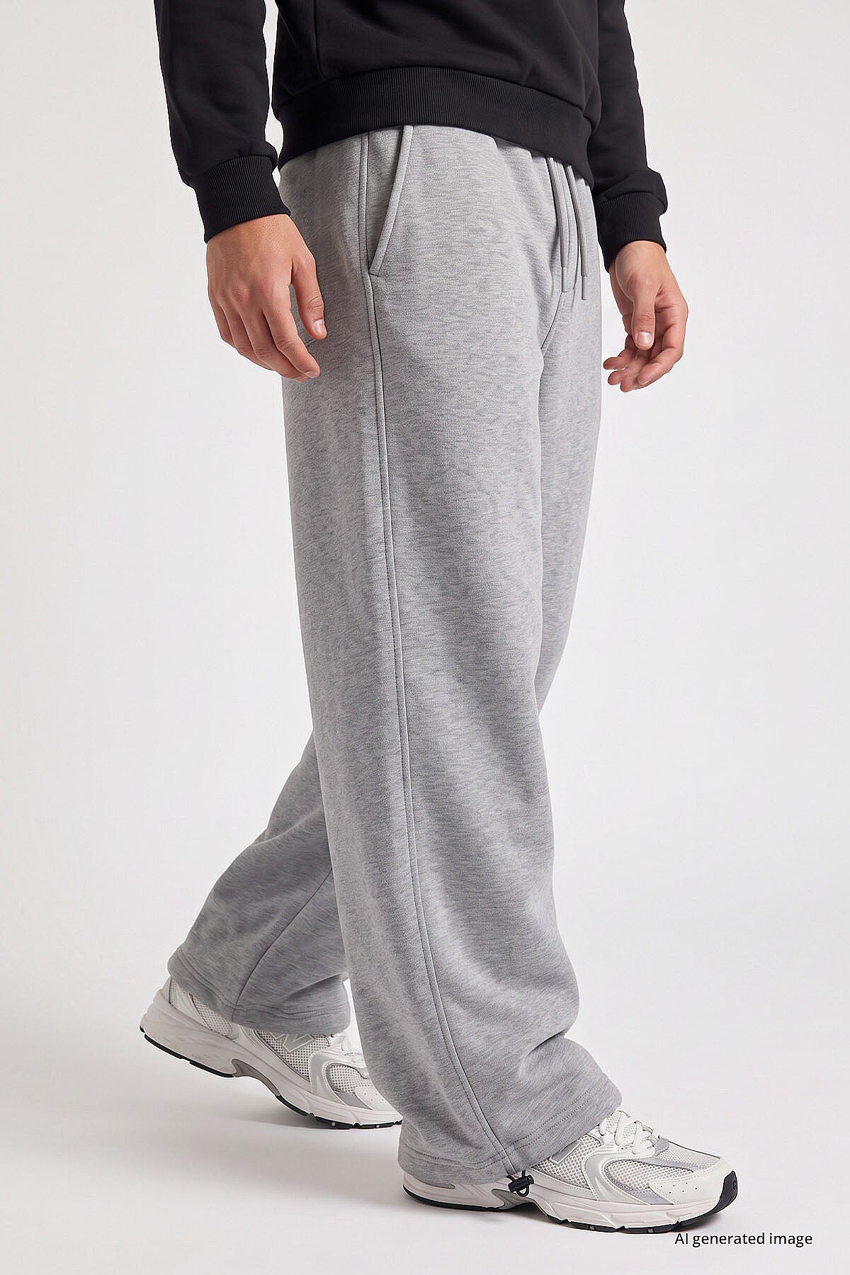 Gri Melanj Lastikli Erkek Baggy Eşofman Alt - 82200