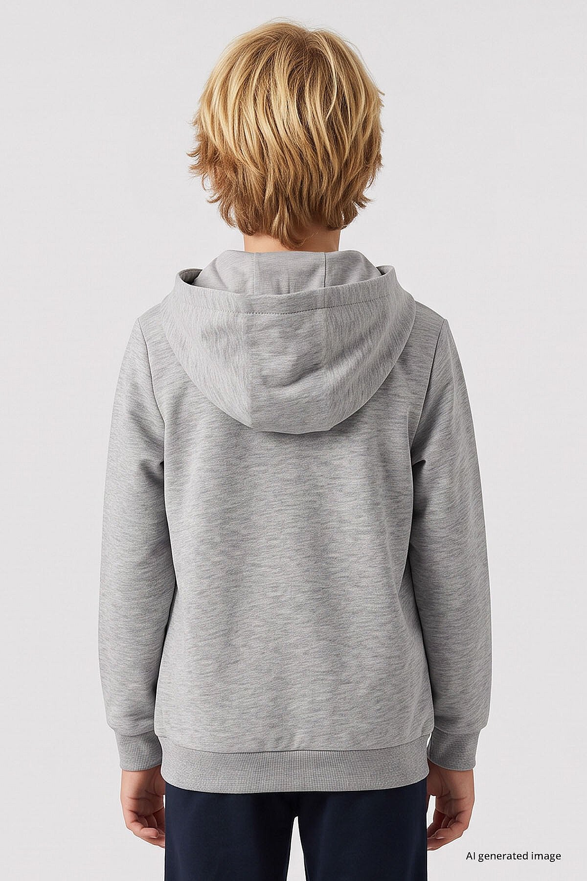 Gri Melanj Standart Kalıp Basic Erkek Çocuk Sweatshirt - 11336