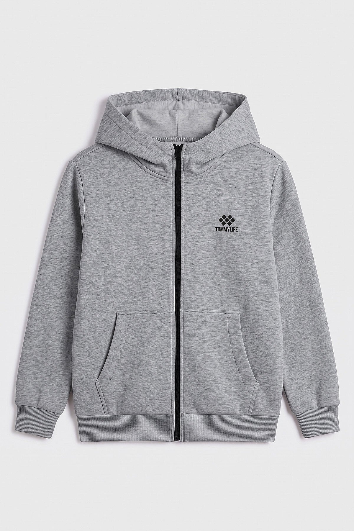 Gri Melanj Standart Kalıp Basic Erkek Çocuk Sweatshirt - 11336
