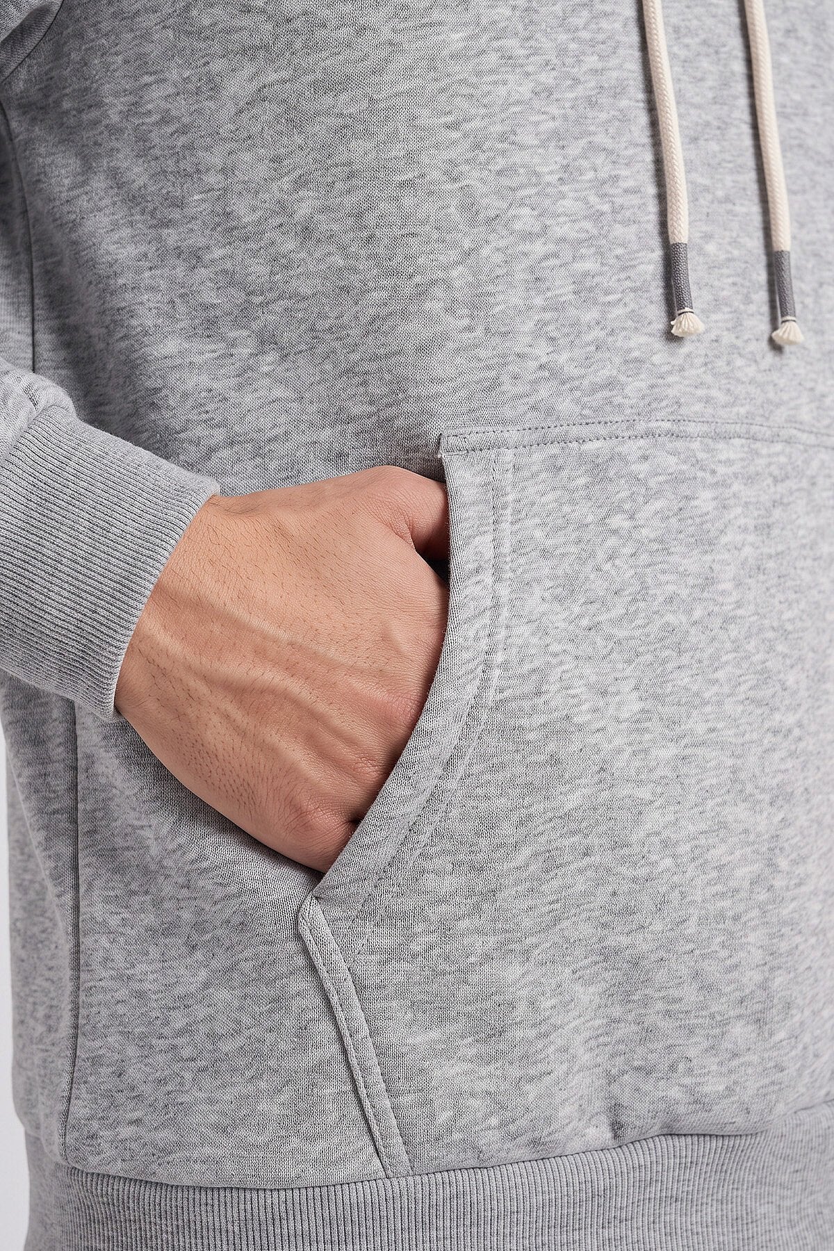 Gri Melanj Standart Kalıp Basic Erkek Sweatshirt - 88513