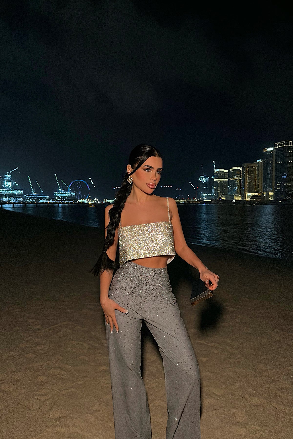 Gri Shynix Taşlı Pantolon ATE-4661