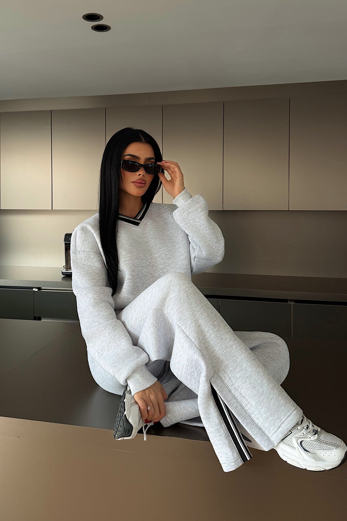 Gri Kassel eşofman takımı ATE-4282