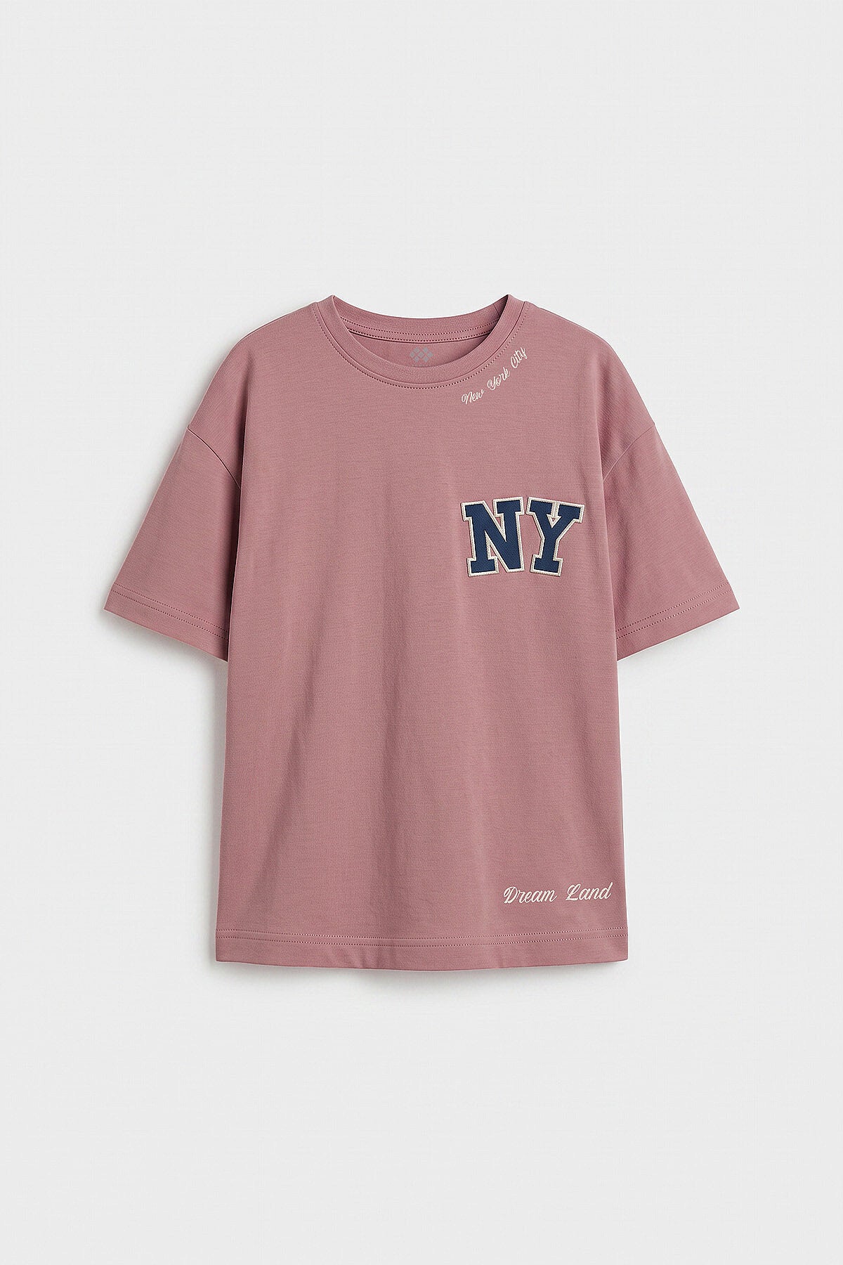 Gül Kurusu Oversize Kısa Kollu Baskılı Kız Çocuk T-Shirt - 75174