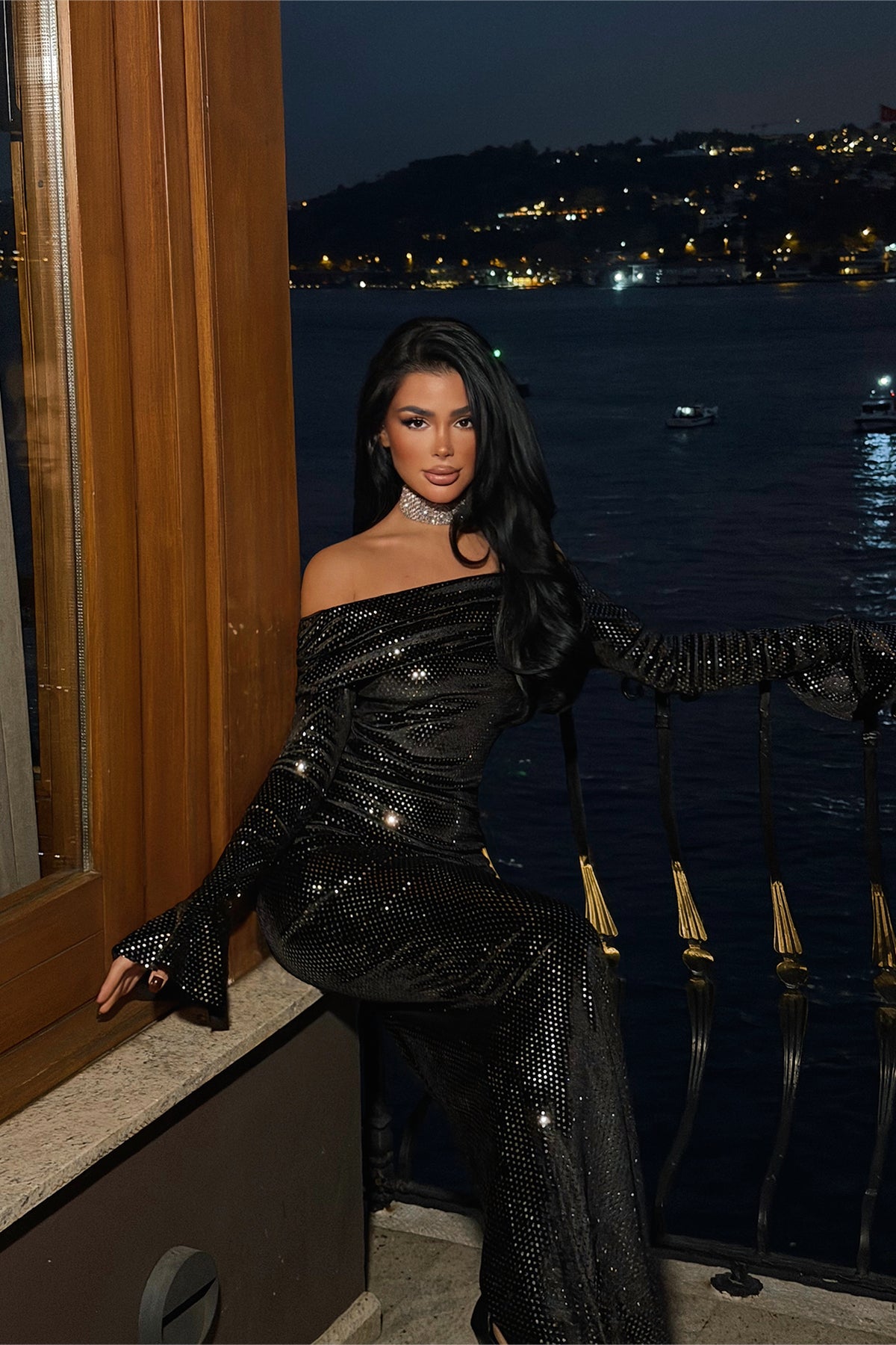 Gümüş Lelia uzun elbise ATE-4018