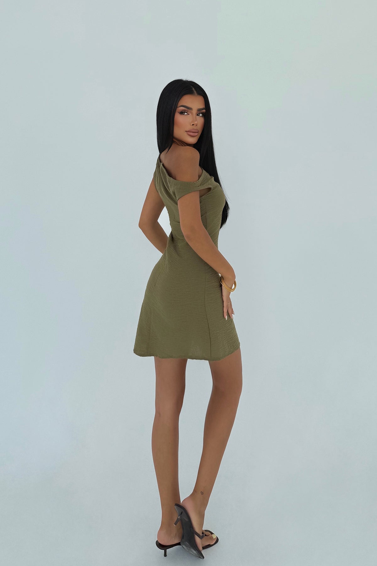 Haki  Briola Mini Elbise ATE-3132