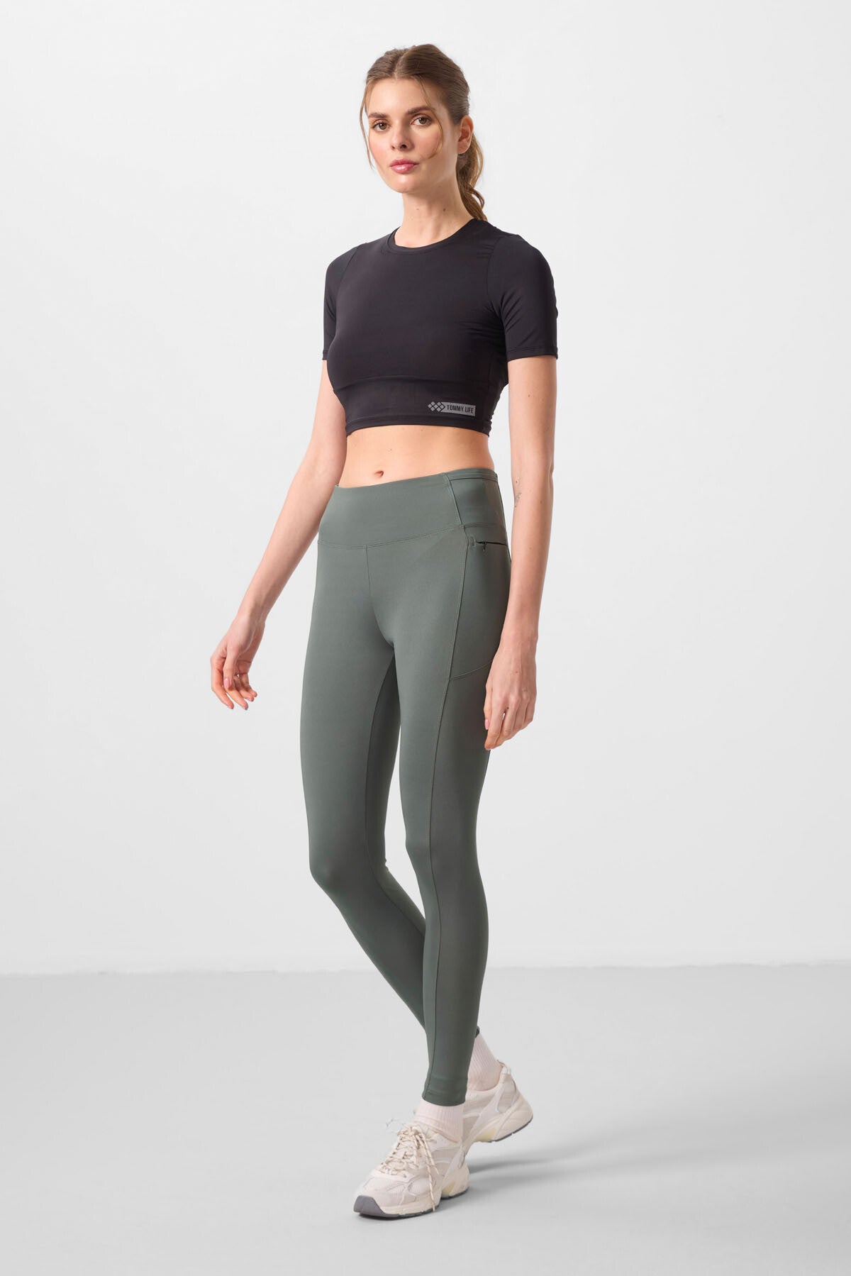 Haki Esnek Standart Fit Performans Kadın Tayt - 94667