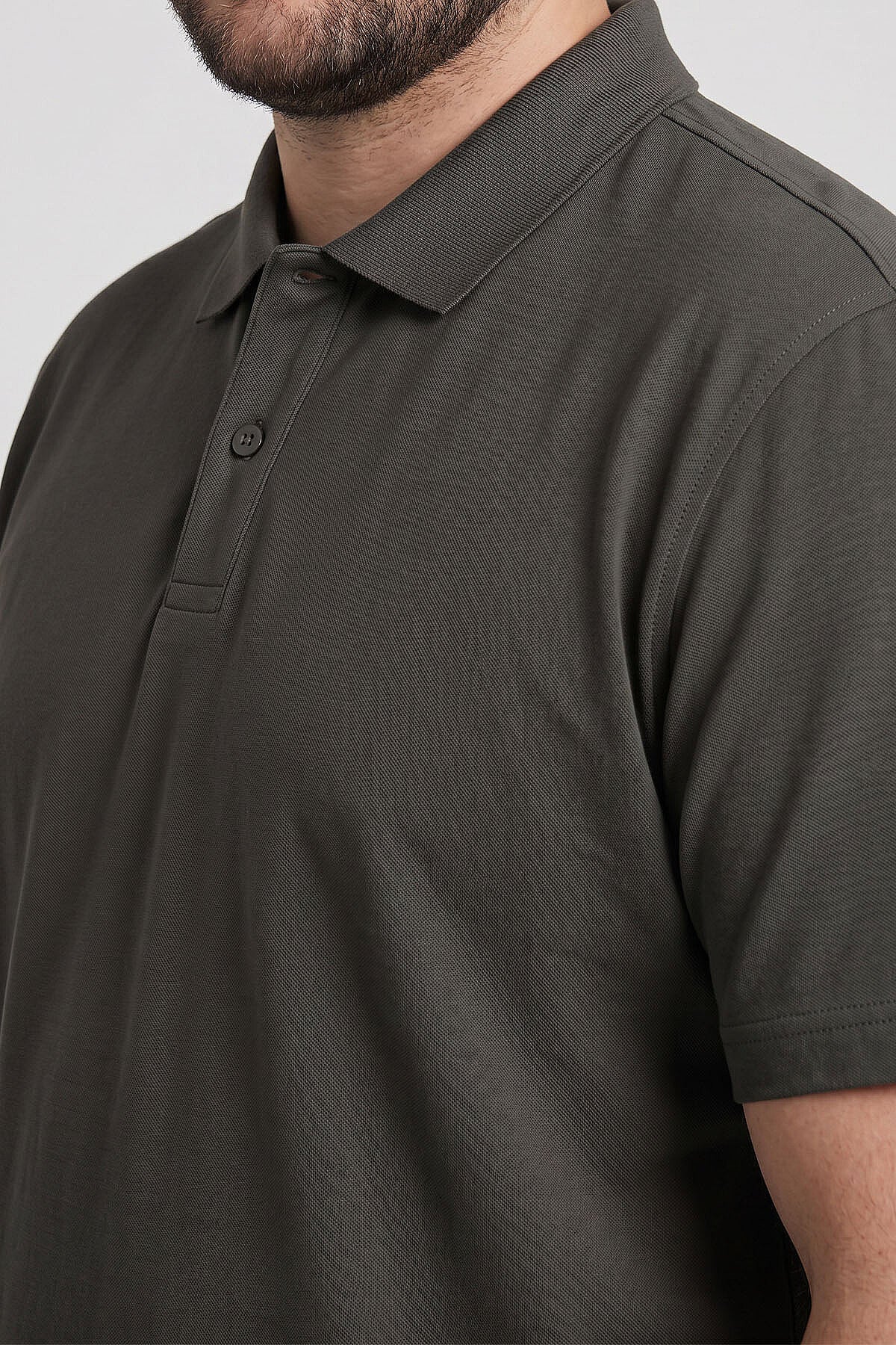 Haki Polo Yaka Büyük Beden Battal Erkek T-Shirt - 88511