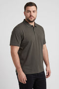Khaki Polo Collar Plus Size Men's T-Shirt - 88511