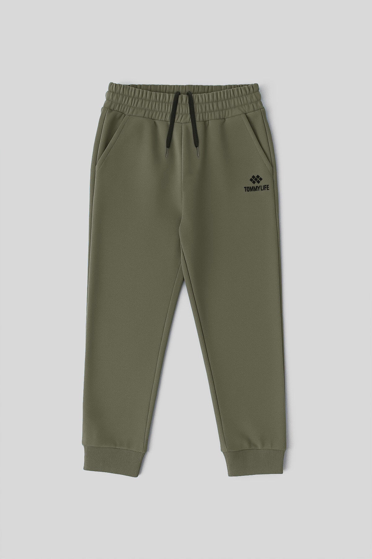 Haki Standart Fit Manşetli İnce Erkek Çocuk Eşofman Alt - 11205