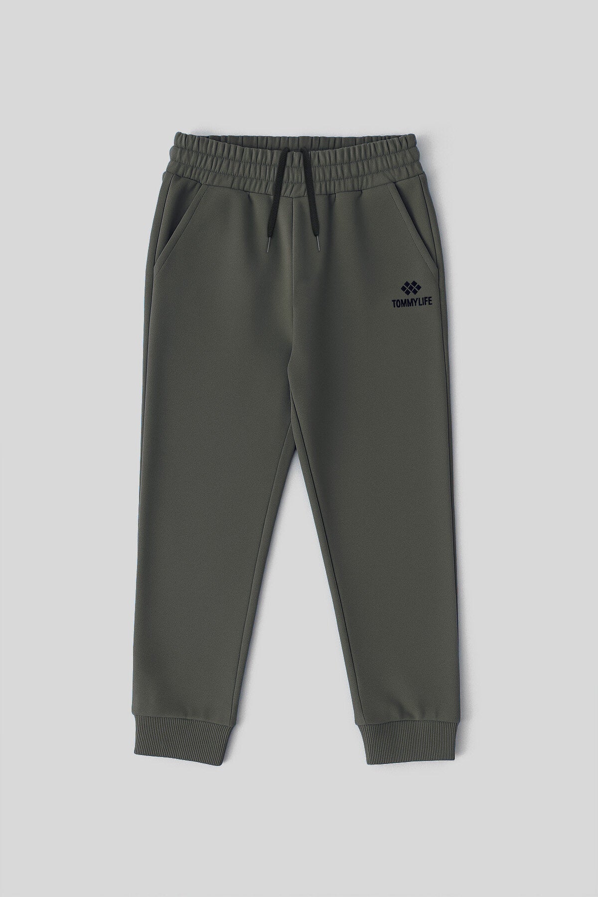 Haki Standart Fit Manşetli İnce Erkek Çocuk Eşofman Alt - 11062