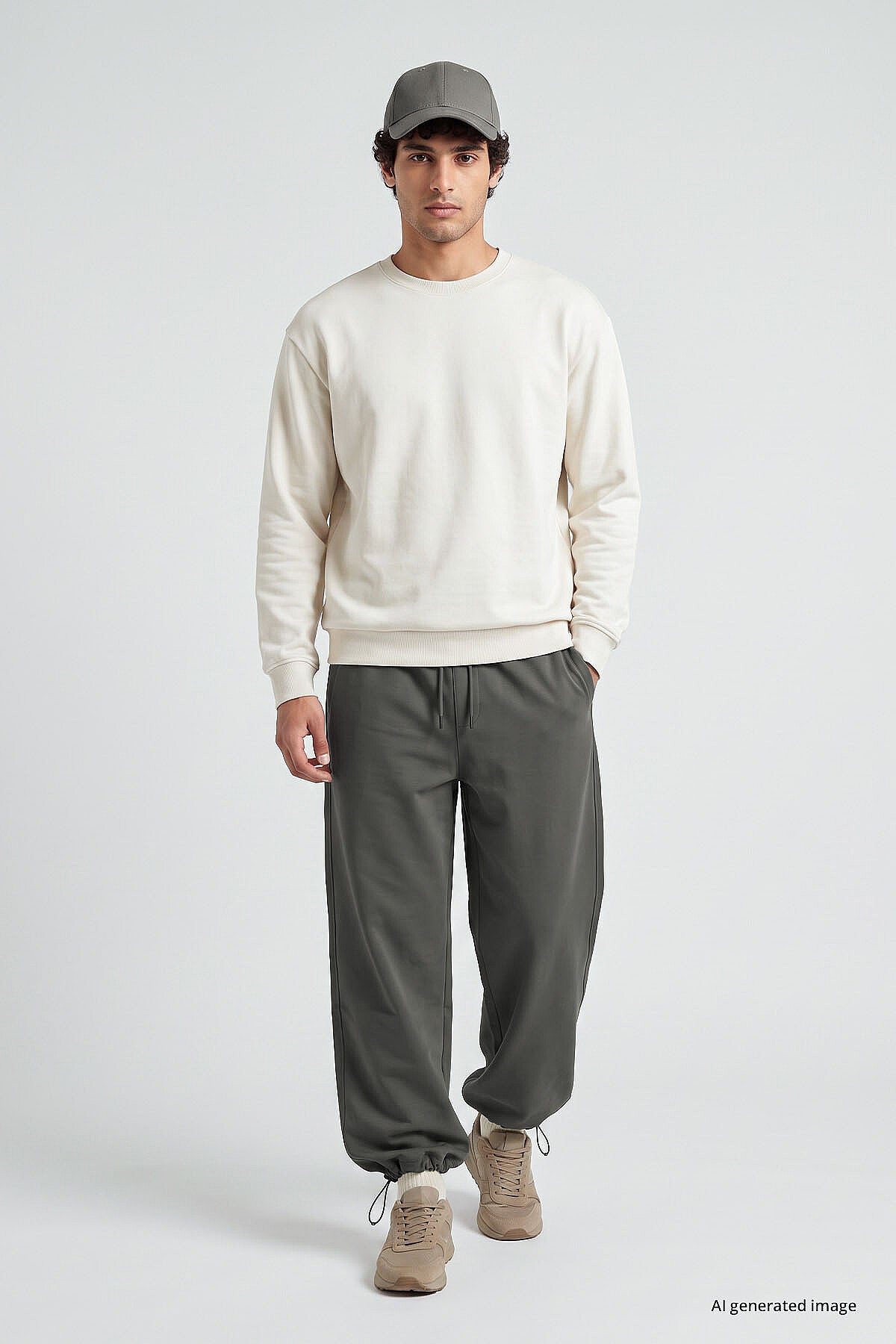 Haki Lastikli Erkek Baggy Eşofman Alt - 82200