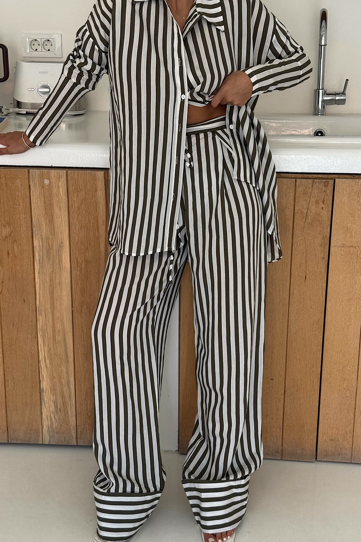 Haki Aleida Çizgili Takım ATE-2758