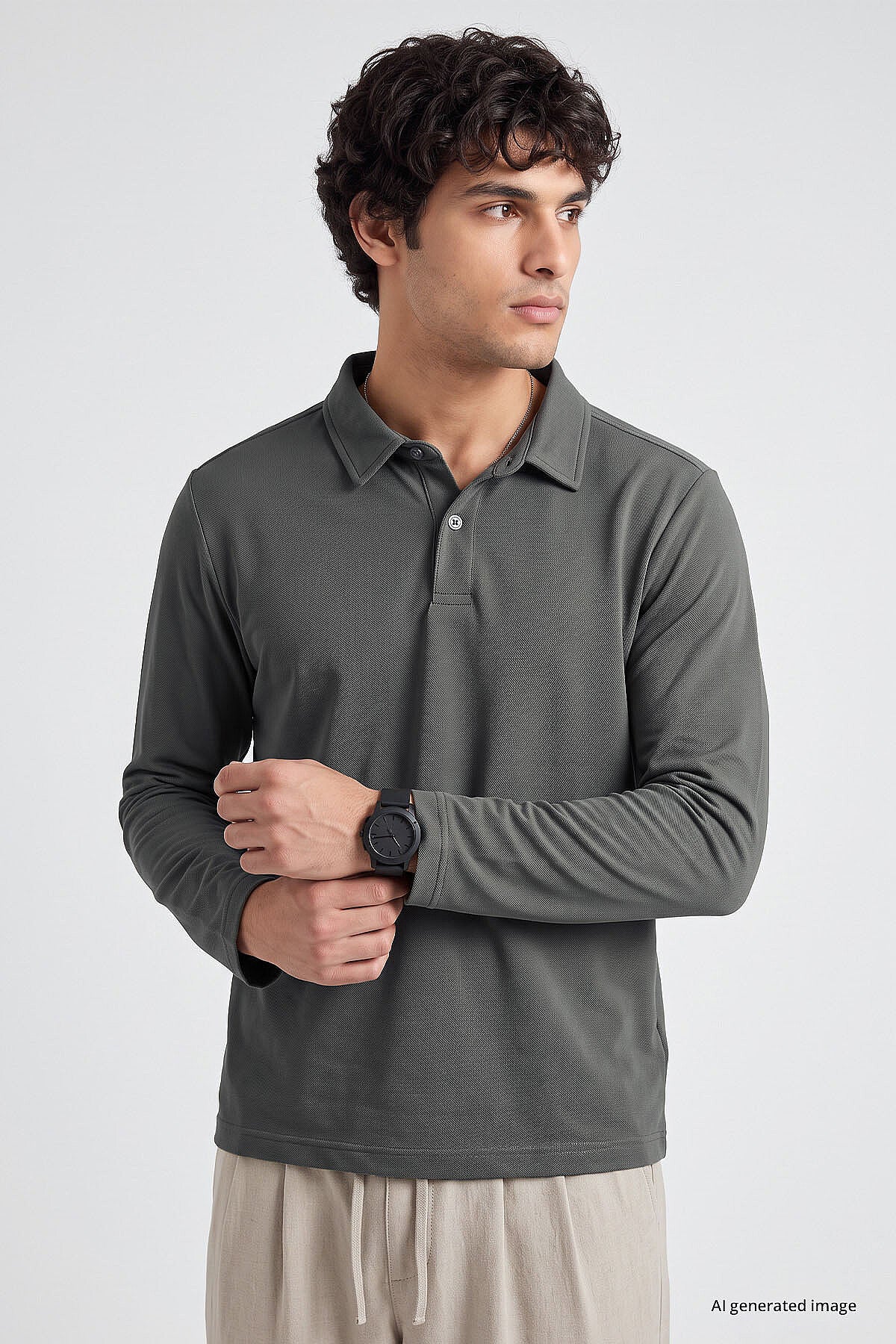 Haki Rahat Form Basic Erkek Polo Yaka T-Shirt - 88512