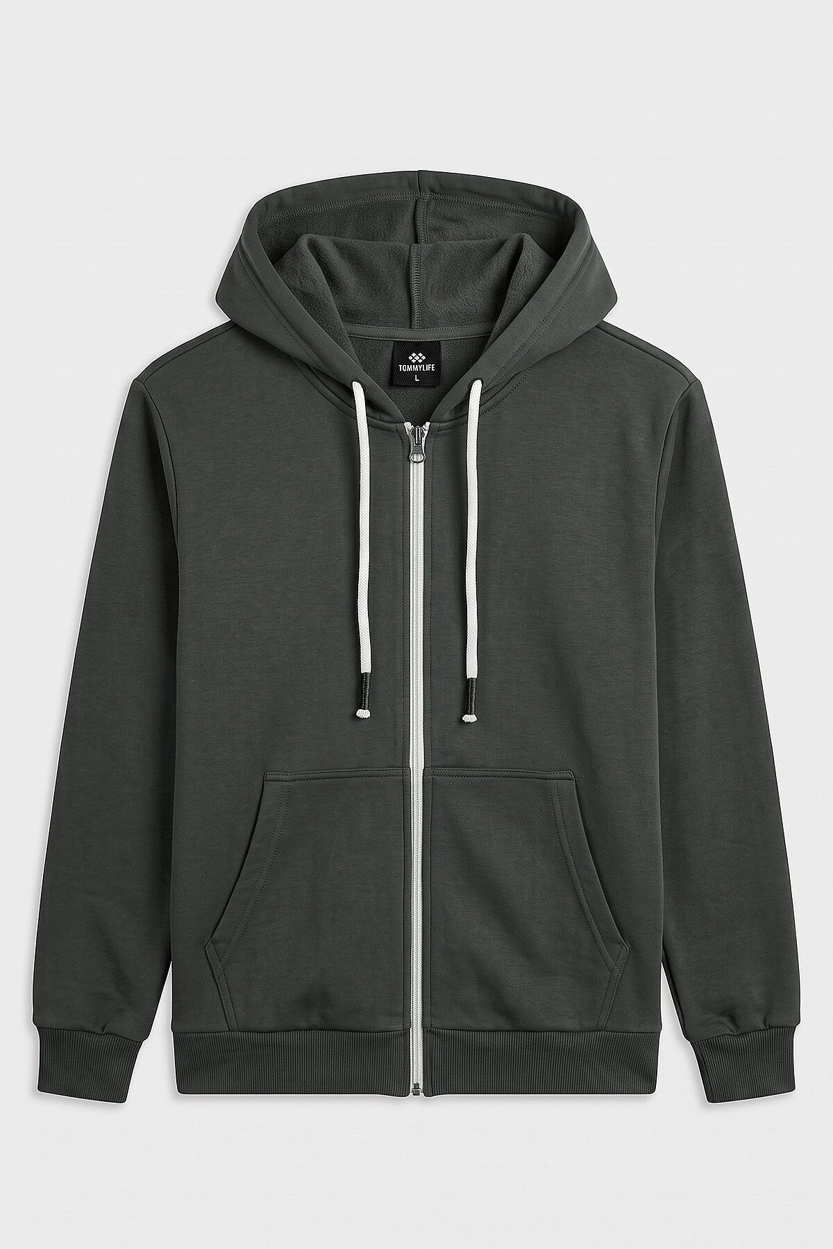 Haki Standart Kalıp Basic Fermuarlı Erkek Sweatshirt - 88514