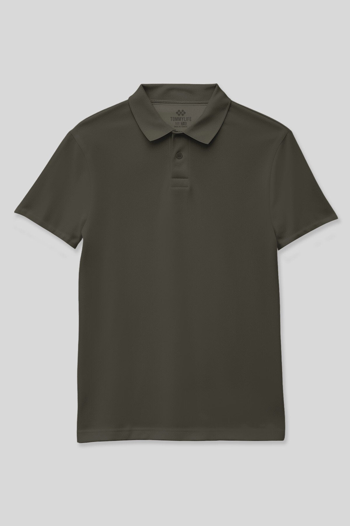 Haki Polo Yaka Standart Fit Basic Unisex Çocuk T-Shirt - 11330