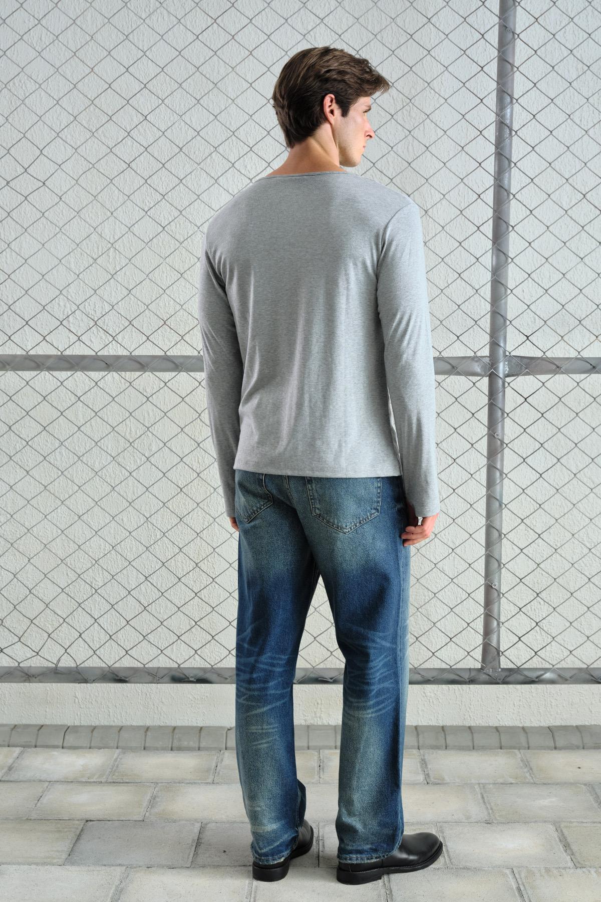 İÇİ ATLETLİ UZUN KOL GRİ T-SHIRT