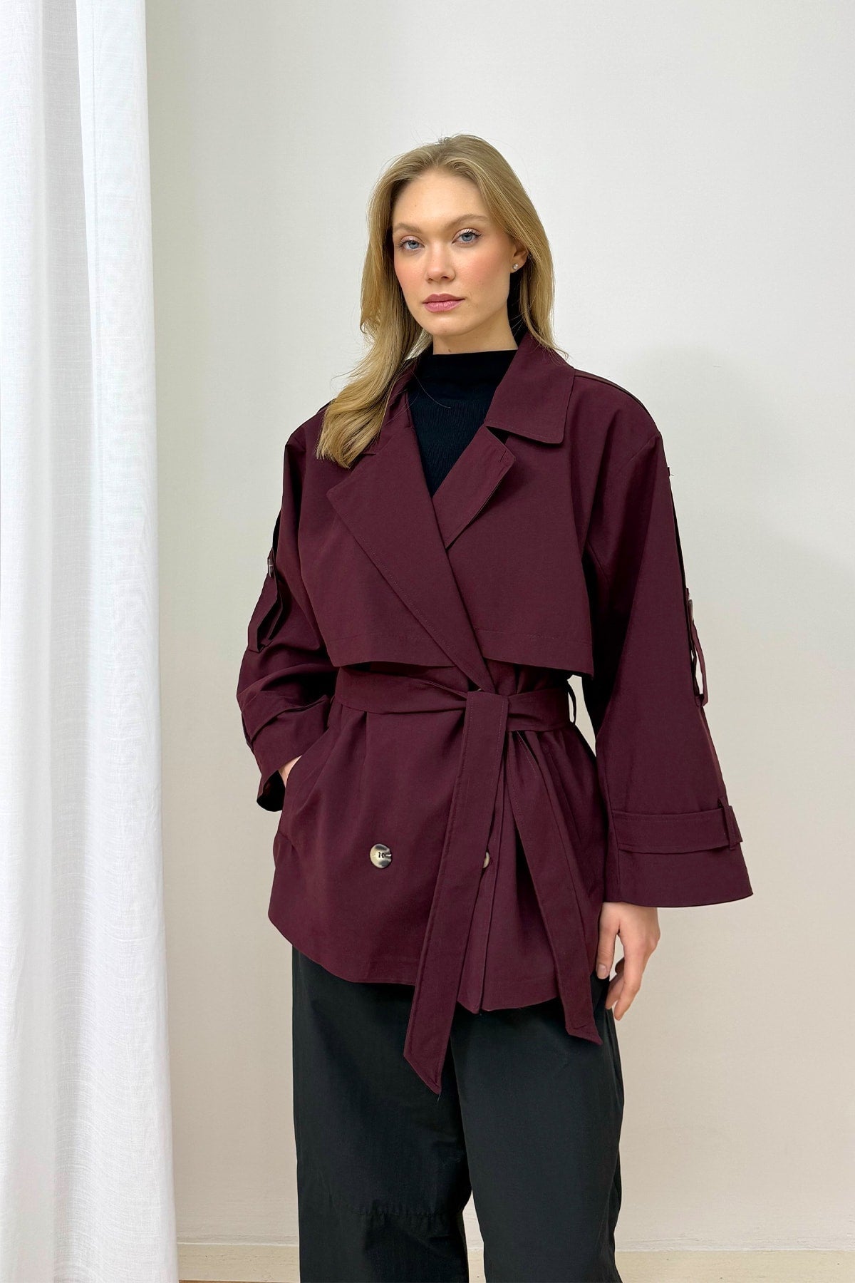 Oversize Kısa Trench 90-3010