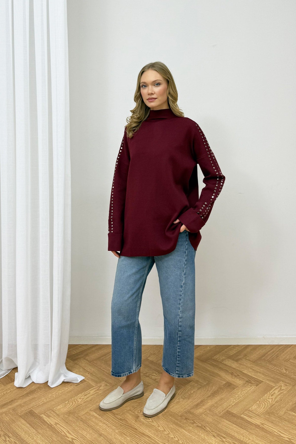 Aksesuarlı Triko Tunik 87-26150