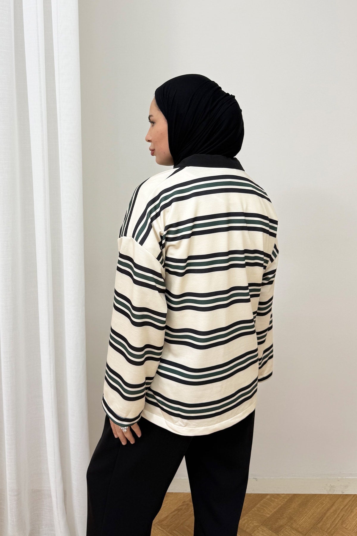 Polo Yaka Çizgili Tunik 79-7045