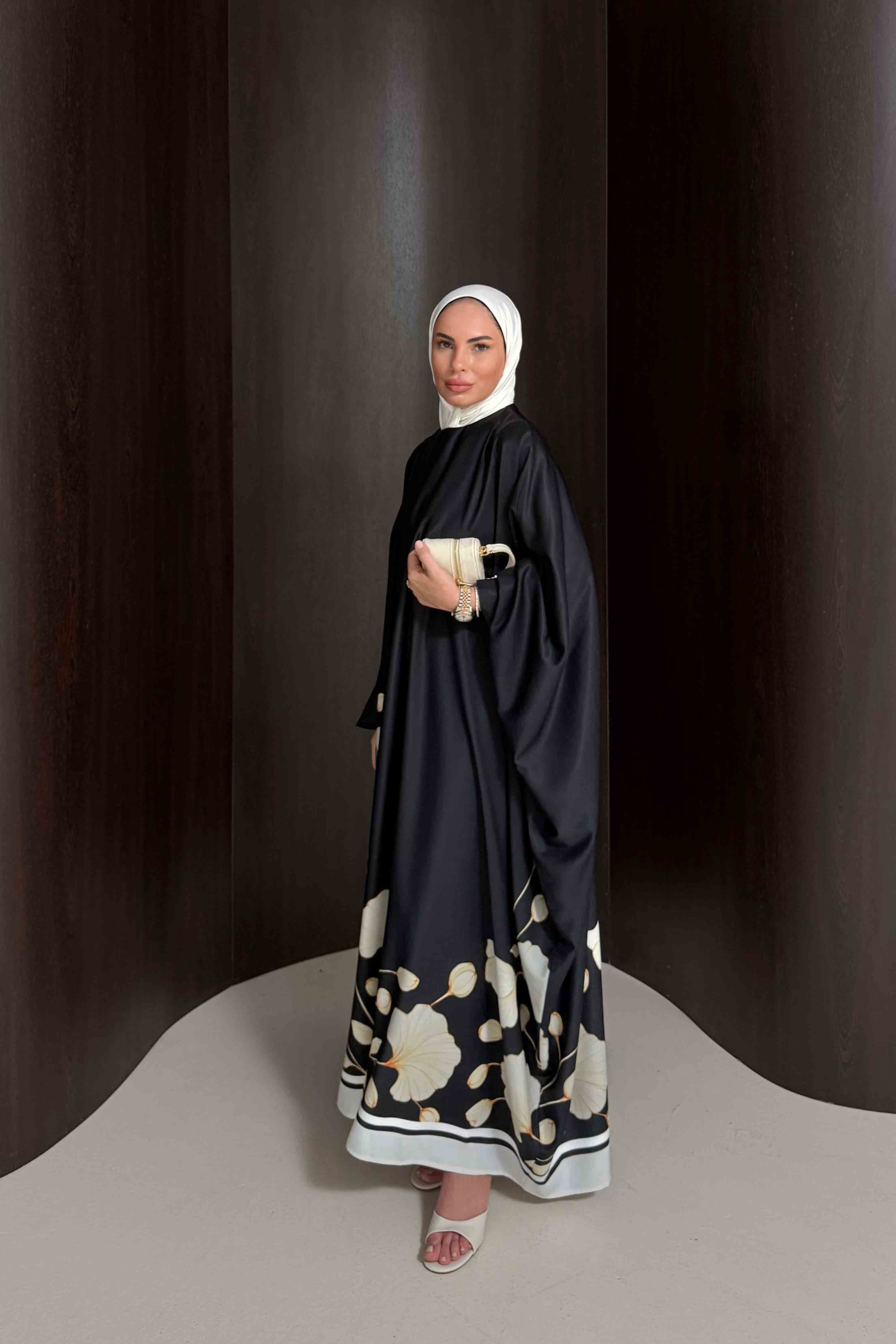 Çiçekli Kaftan Elbise 32-2938