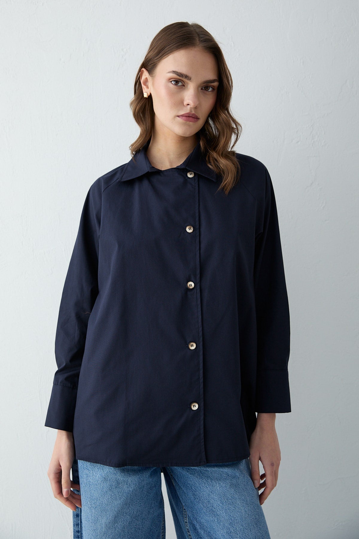 Düğmeli Poplin Gömlek 32-2703