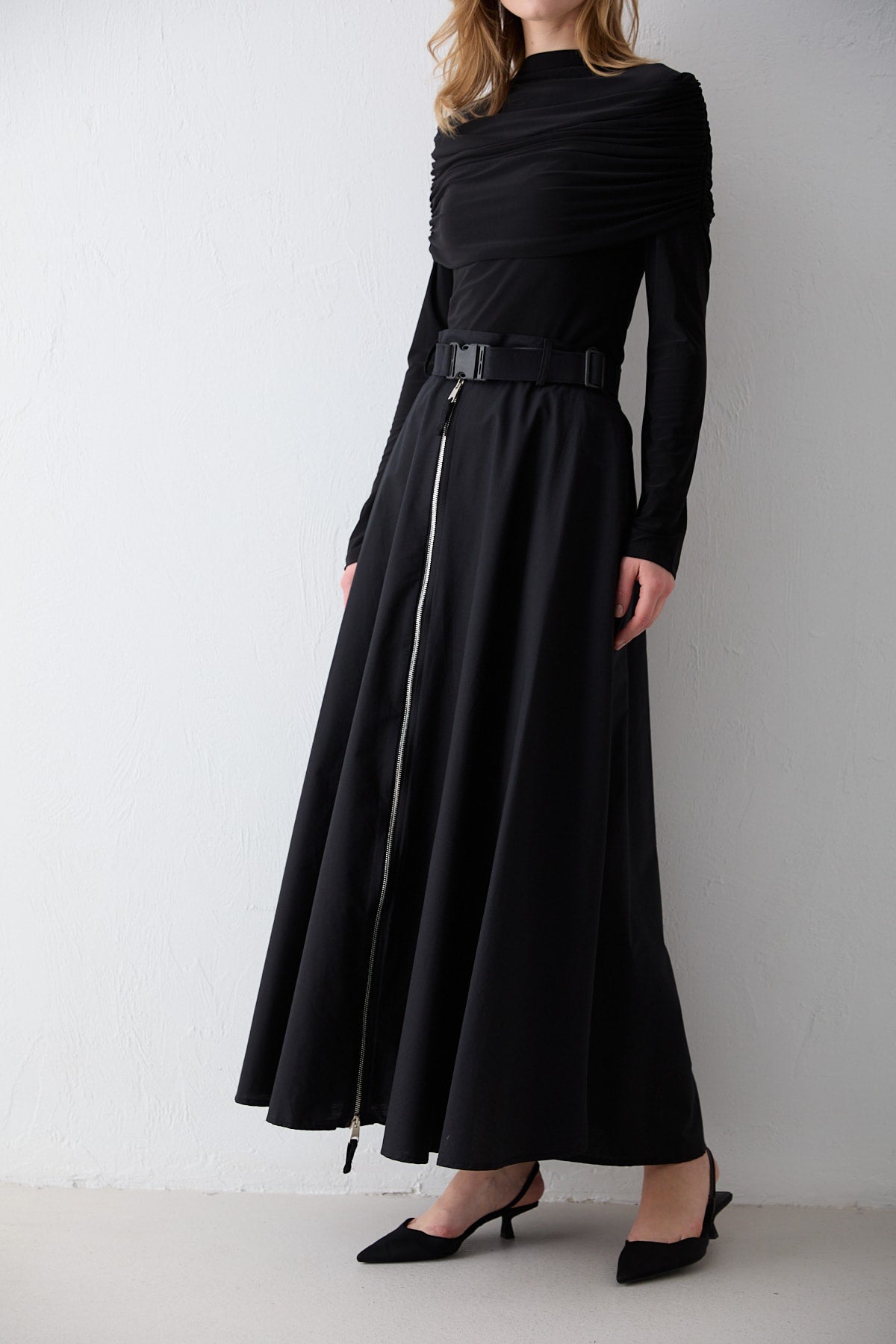 Fermuar Detaylı Poplin Etek 32-2714