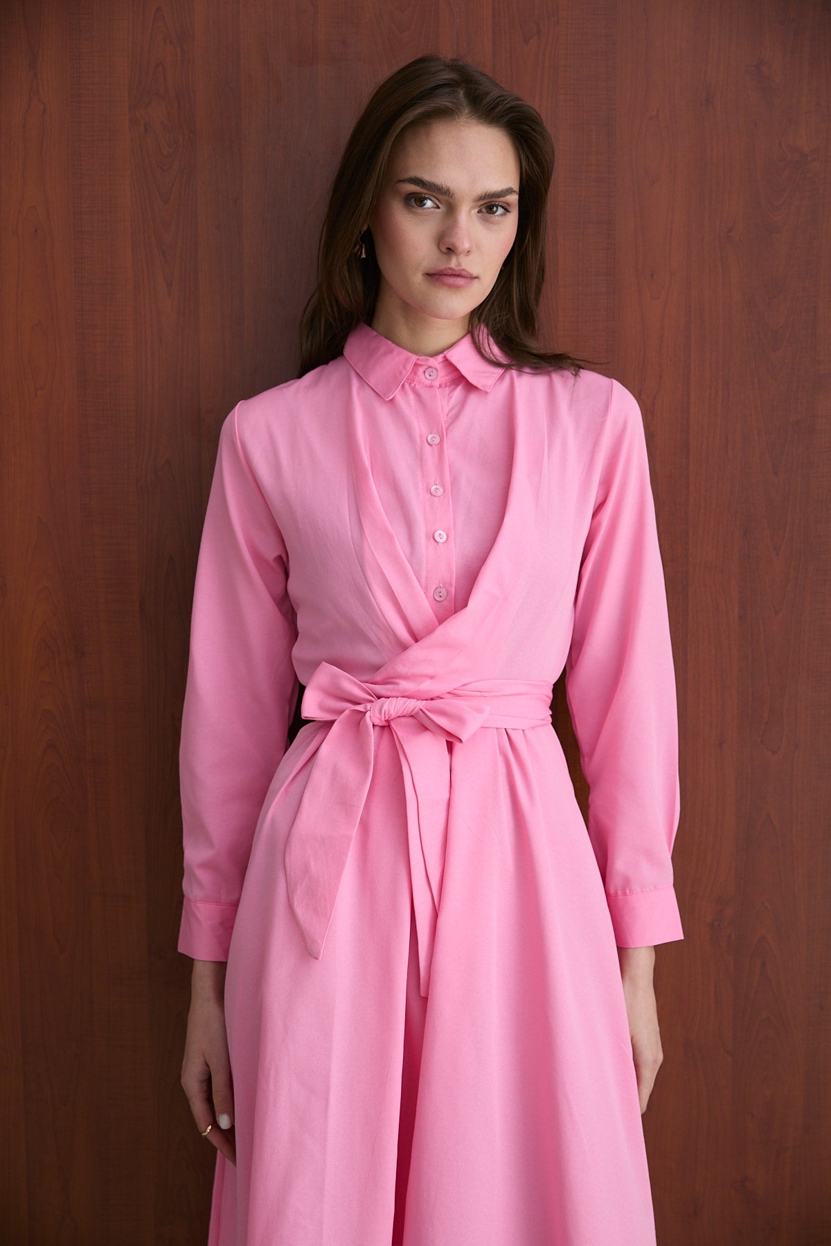 Bağlamalı Poplin Elbise 68-6163-1