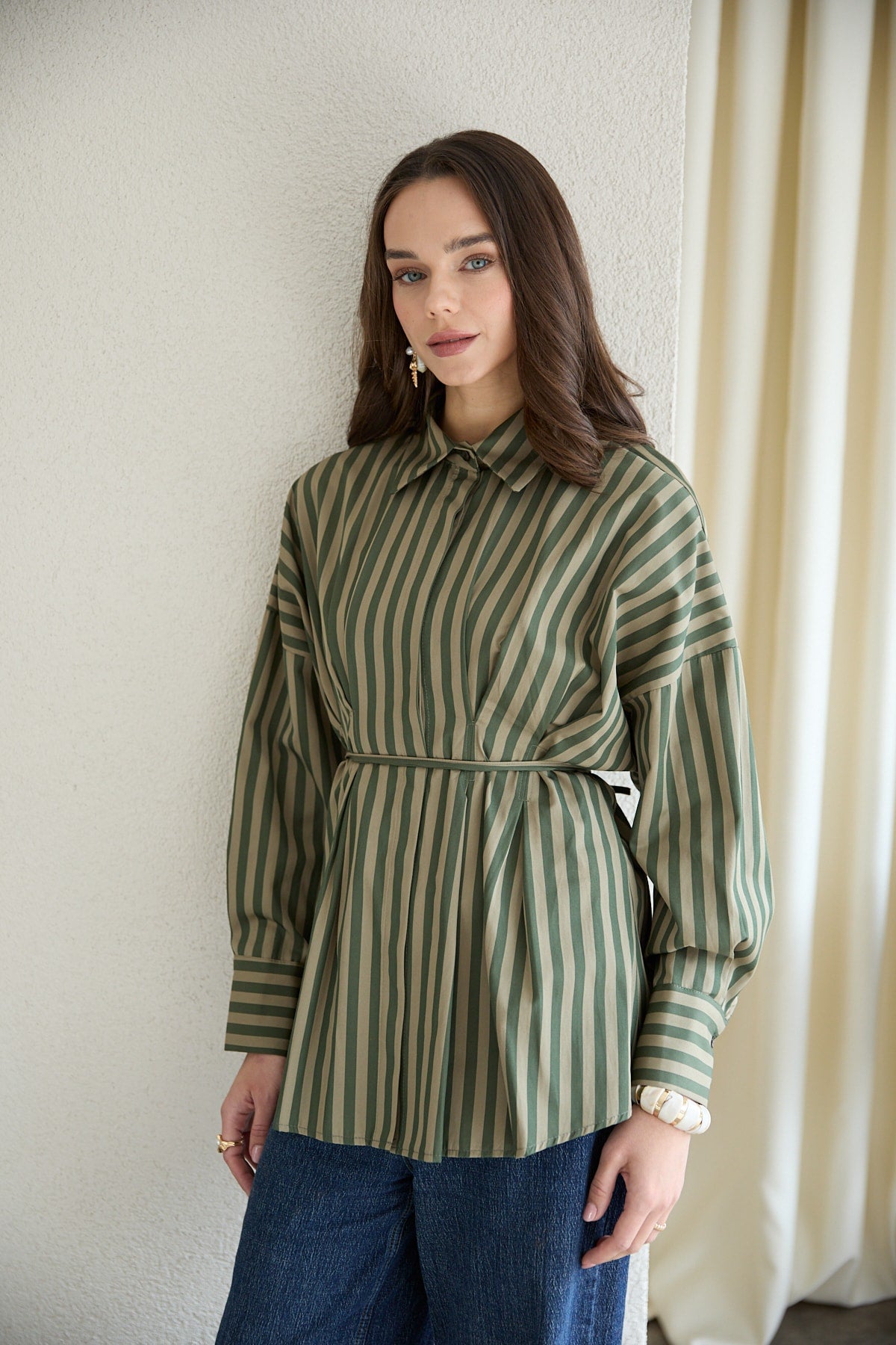 Çizgili Poplin Gömlek 32-2854