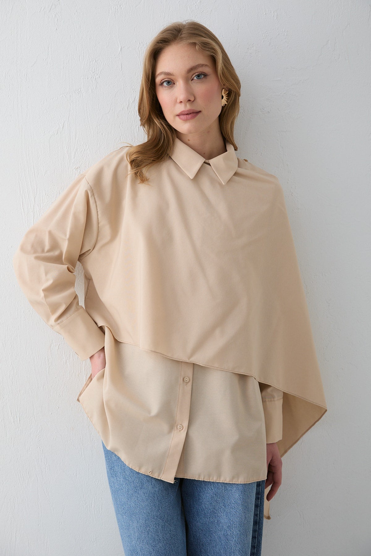 Şal Detaylı Poplin Gömlek 32-2757