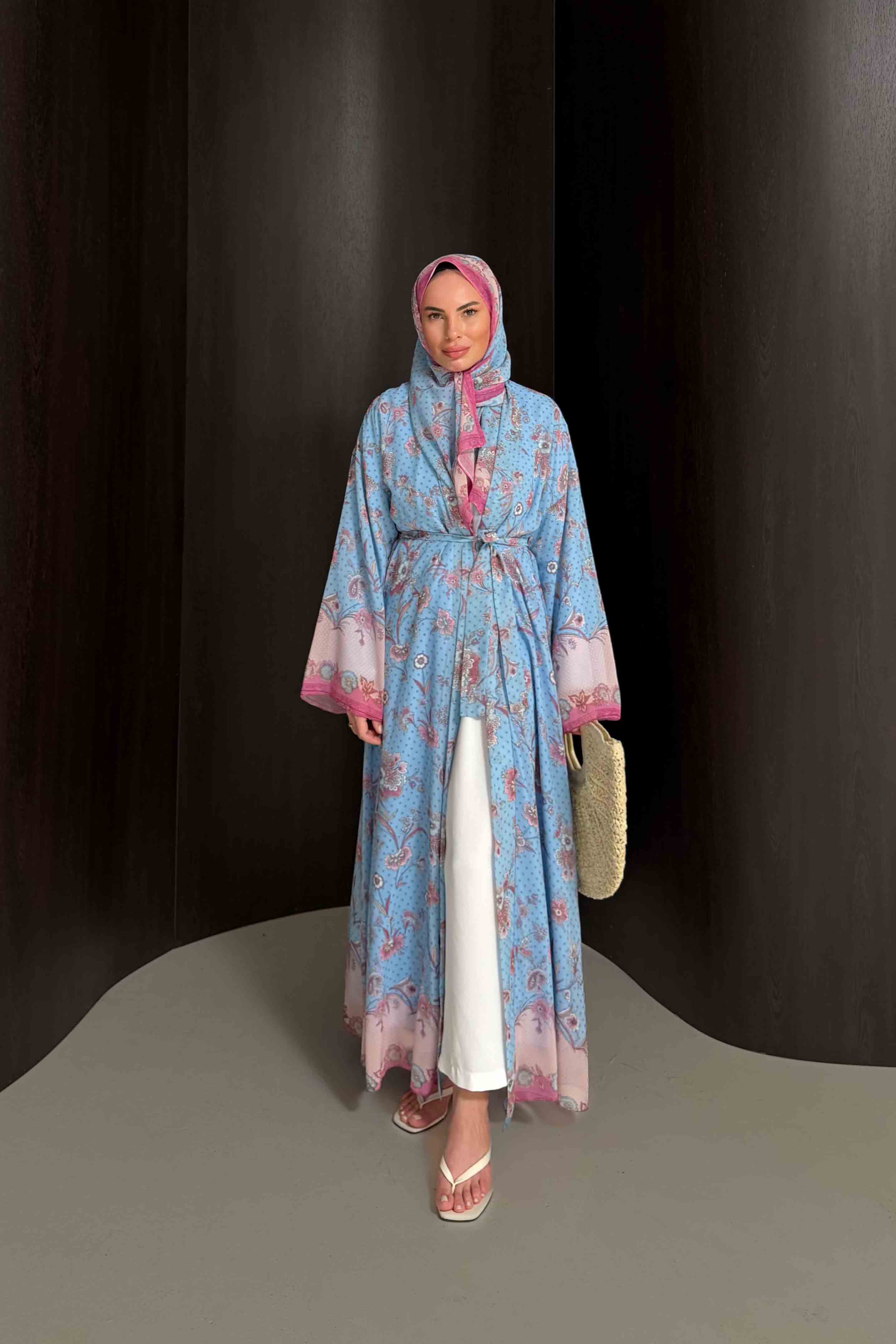 Desenli Şallı Abaya 32-2908