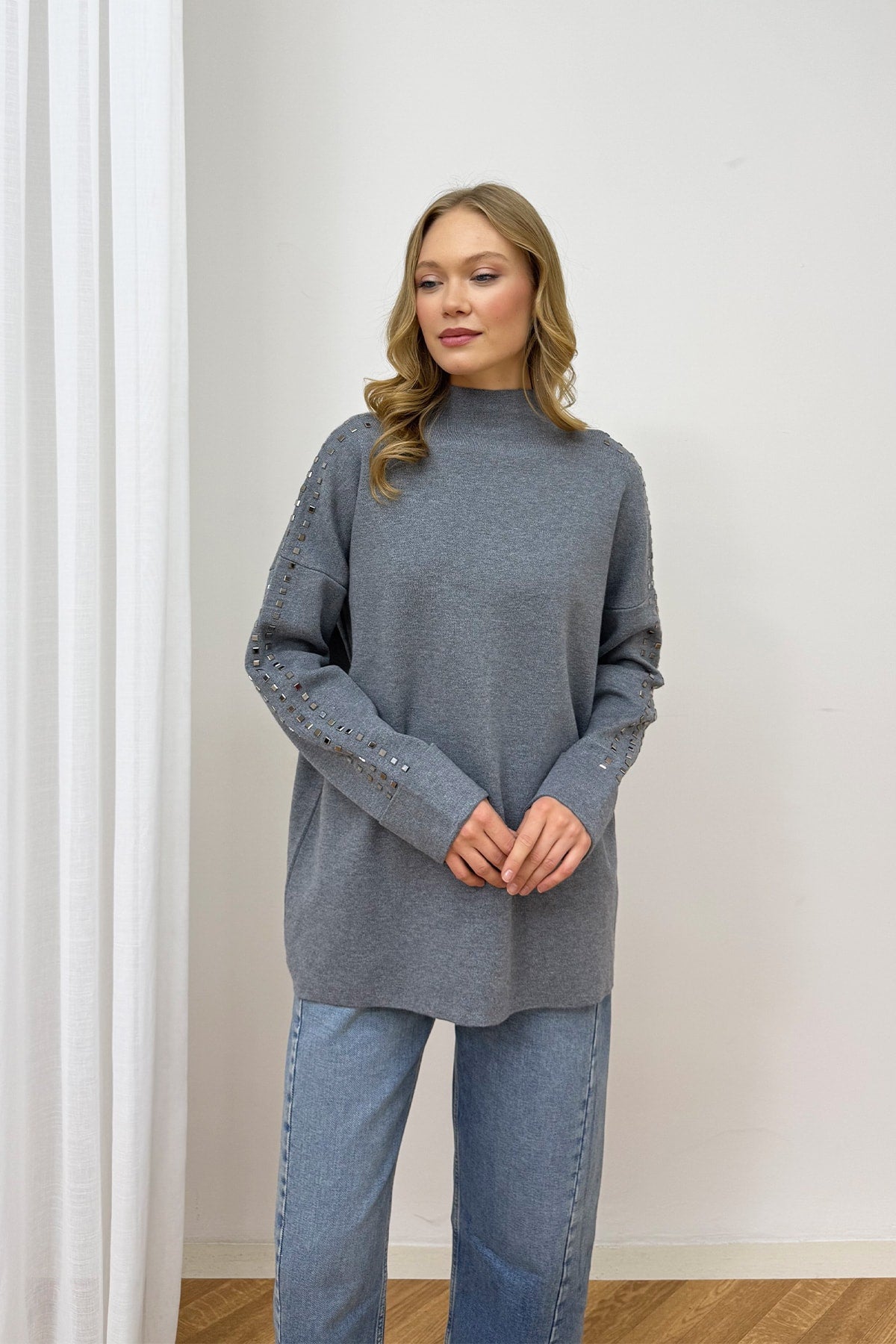 Aksesuarlı Triko Tunik 87-26150