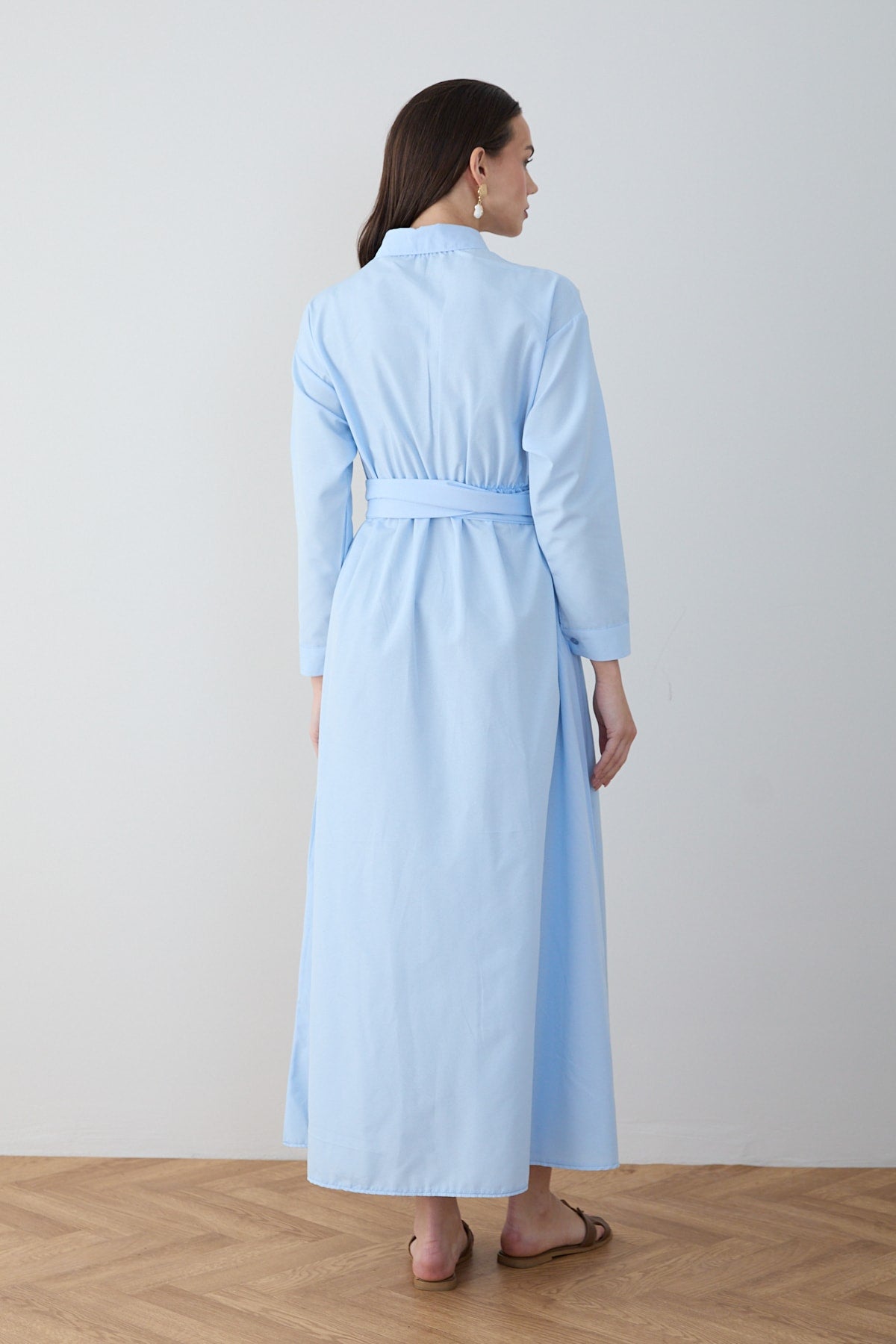 Kuşaklı Poplin Elbise 68-6302