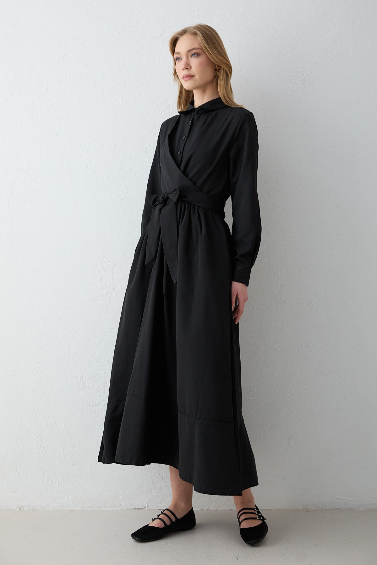 Bağlamalı Poplin Elbise 68-6163-1