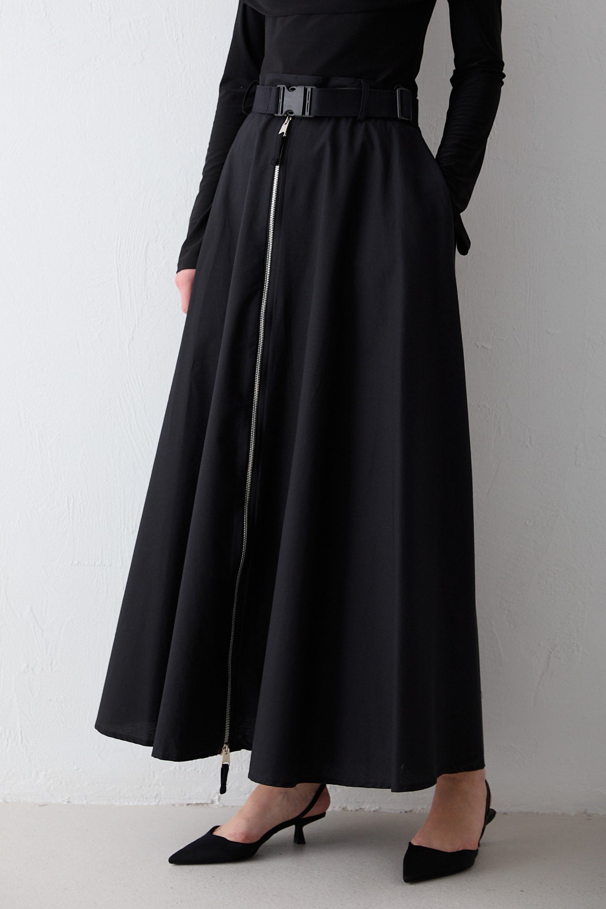 Fermuar Detaylı Poplin Etek 32-2714