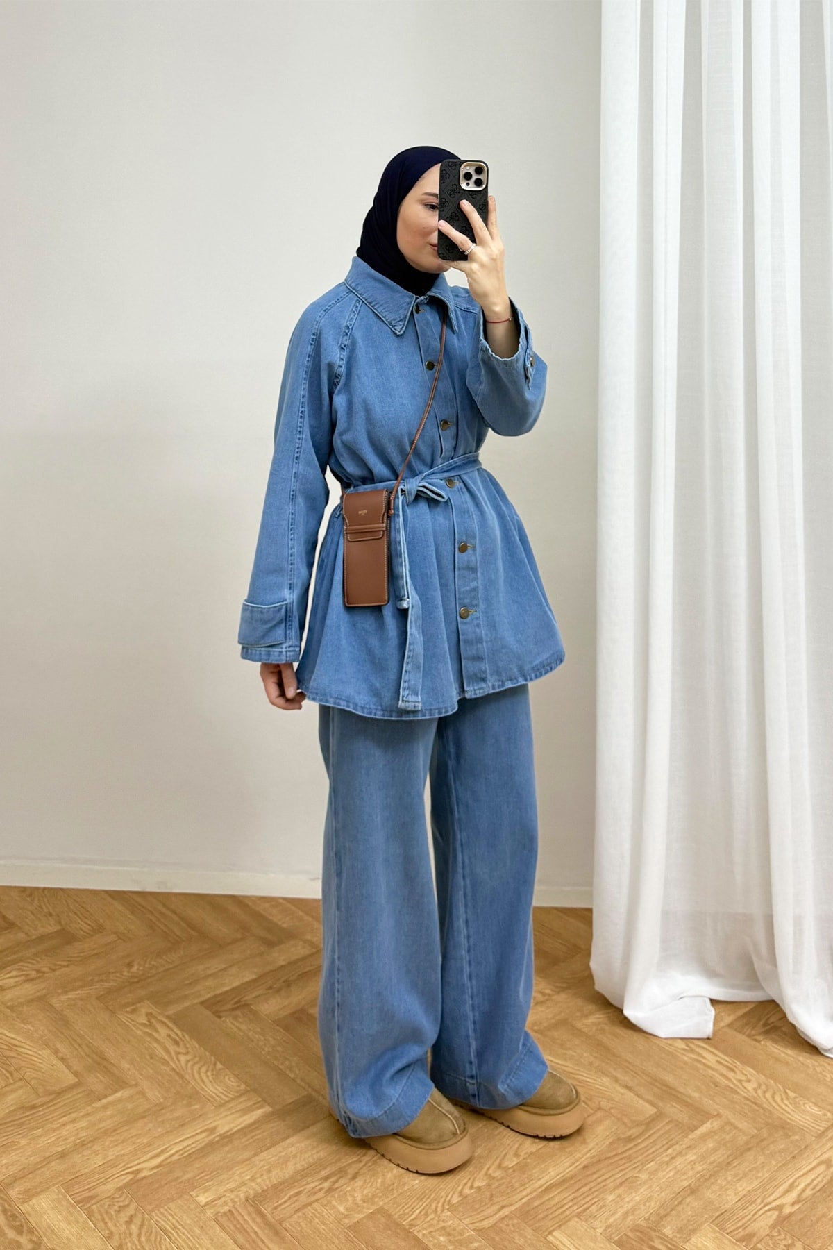 Kuşaklı Denim Takım 4-62808