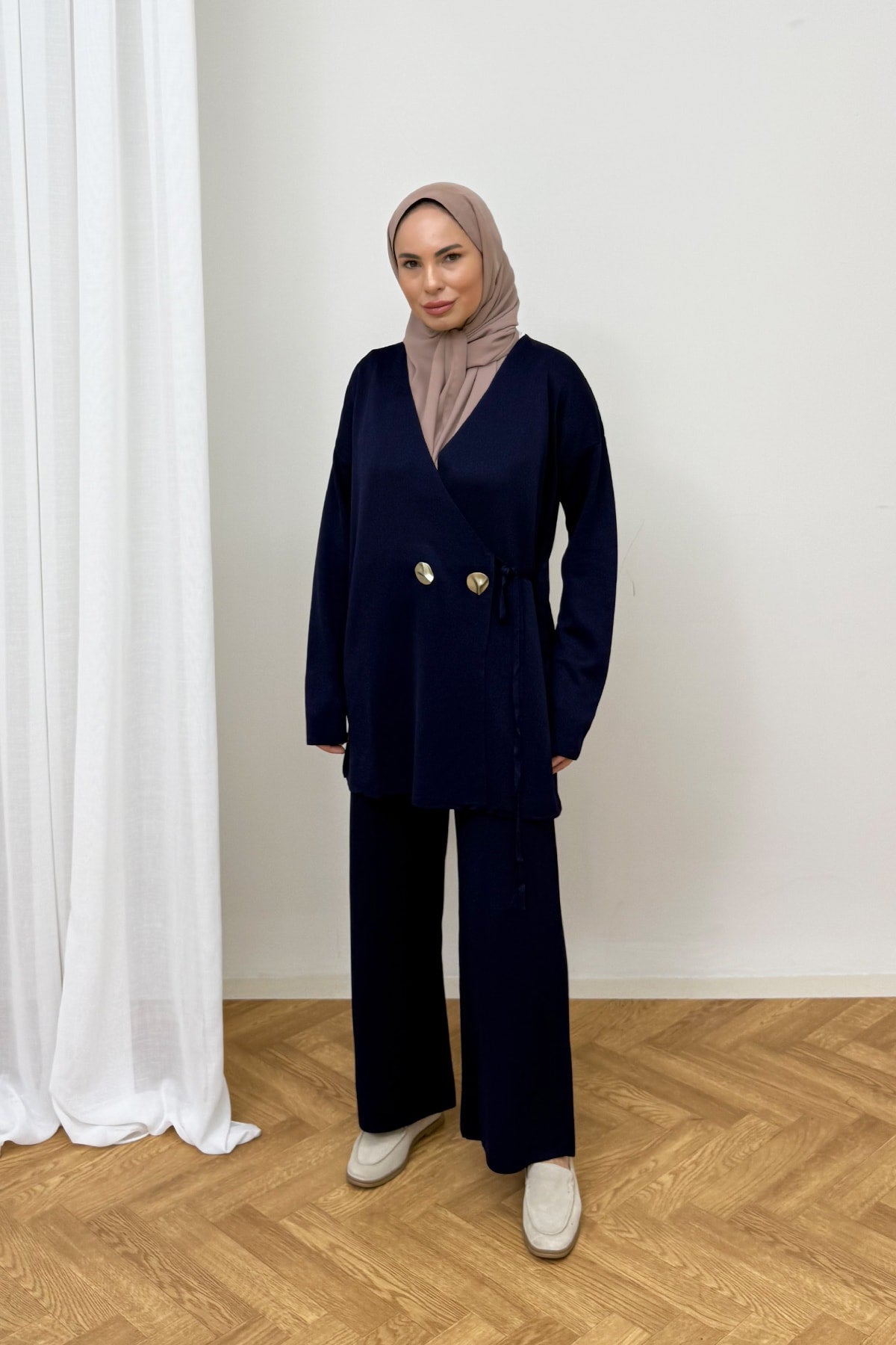 Düğmeli Triko Takım 87-25310