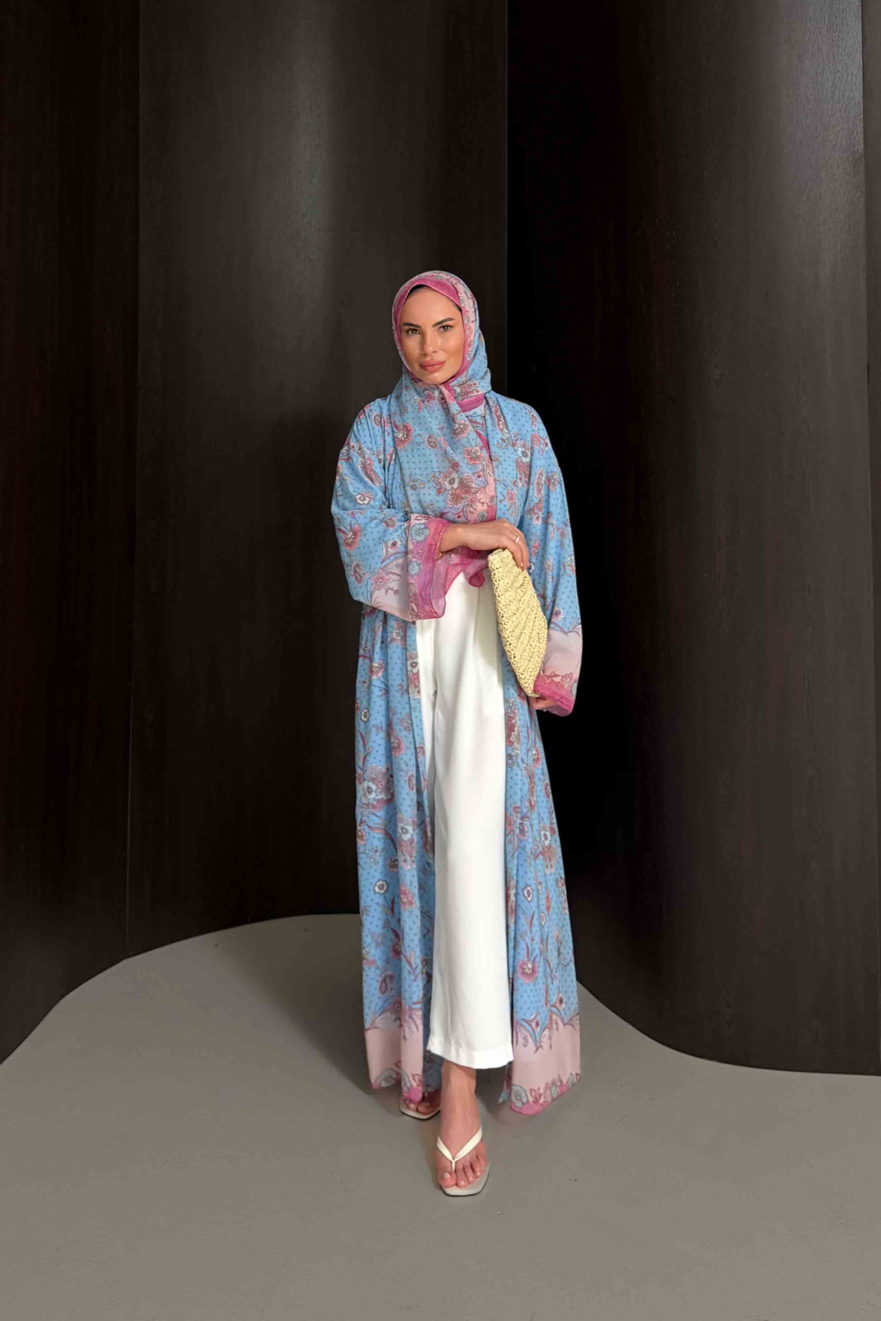 Desenli Şallı Abaya 32-2908
